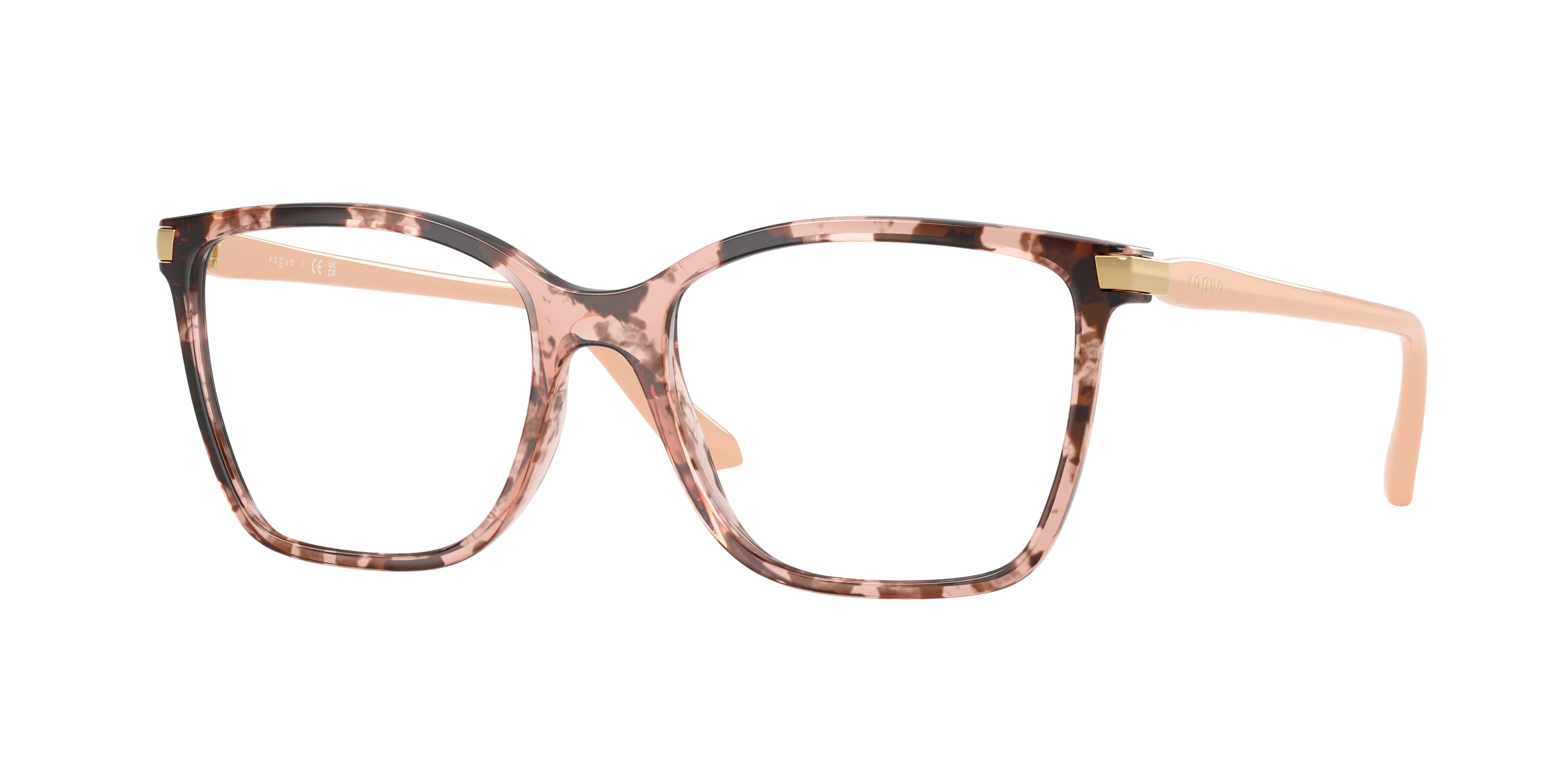 Vogue VO5654 Square Eyeglasses 3199-Rose Havana 51-140-17 - Color Map Pink