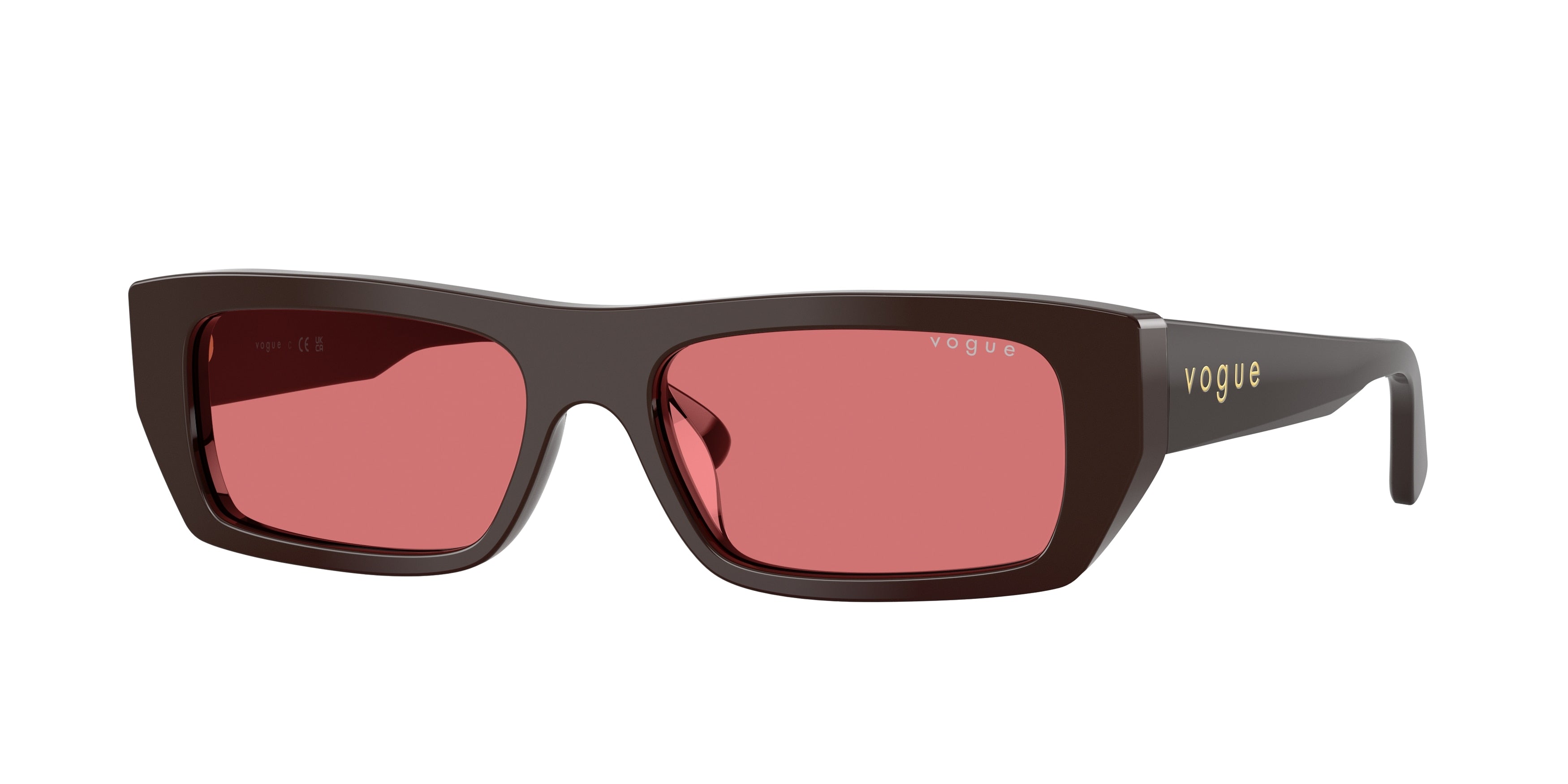Vogue VO5657SU Rectangle Sunglasses 324275-Full Brown 53-140-16 - Color Map Brown