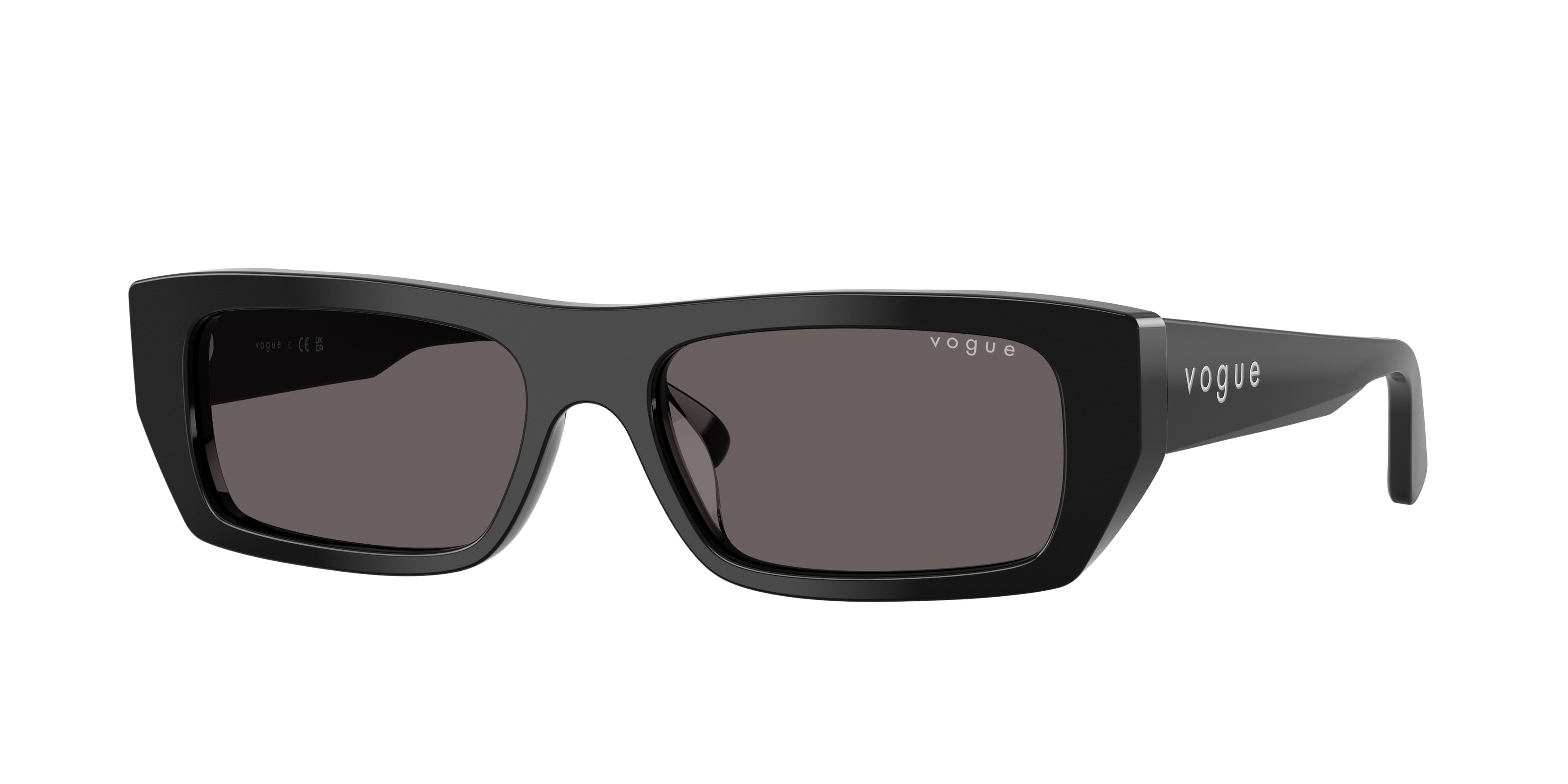 Vogue VO5657SU Rectangle Sunglasses W44/87-Black 53-140-16 - Color Map Black