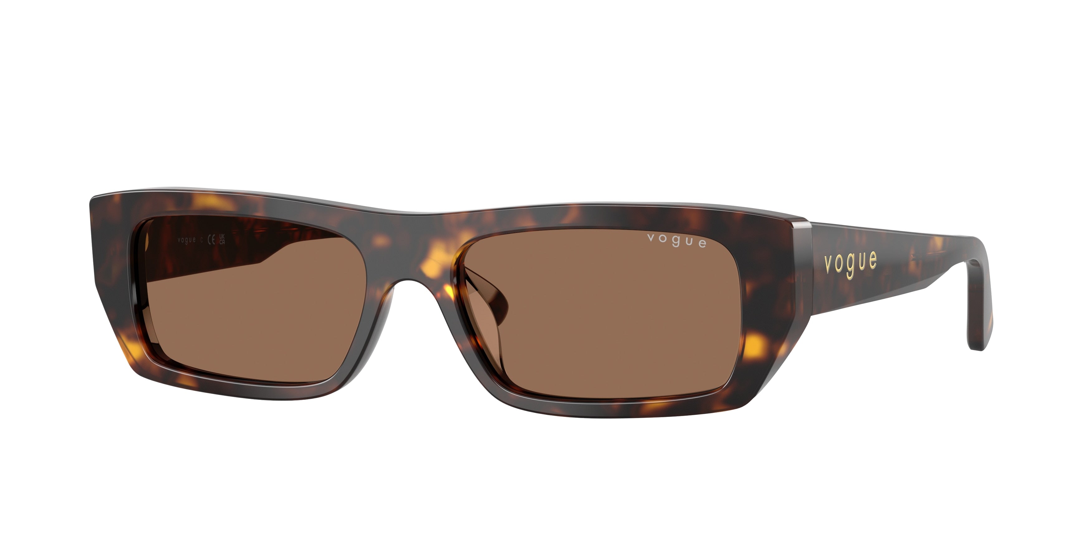 Vogue VO5657SU Rectangle Sunglasses W65673-Dark Havana 53-140-16 - Color Map Brown