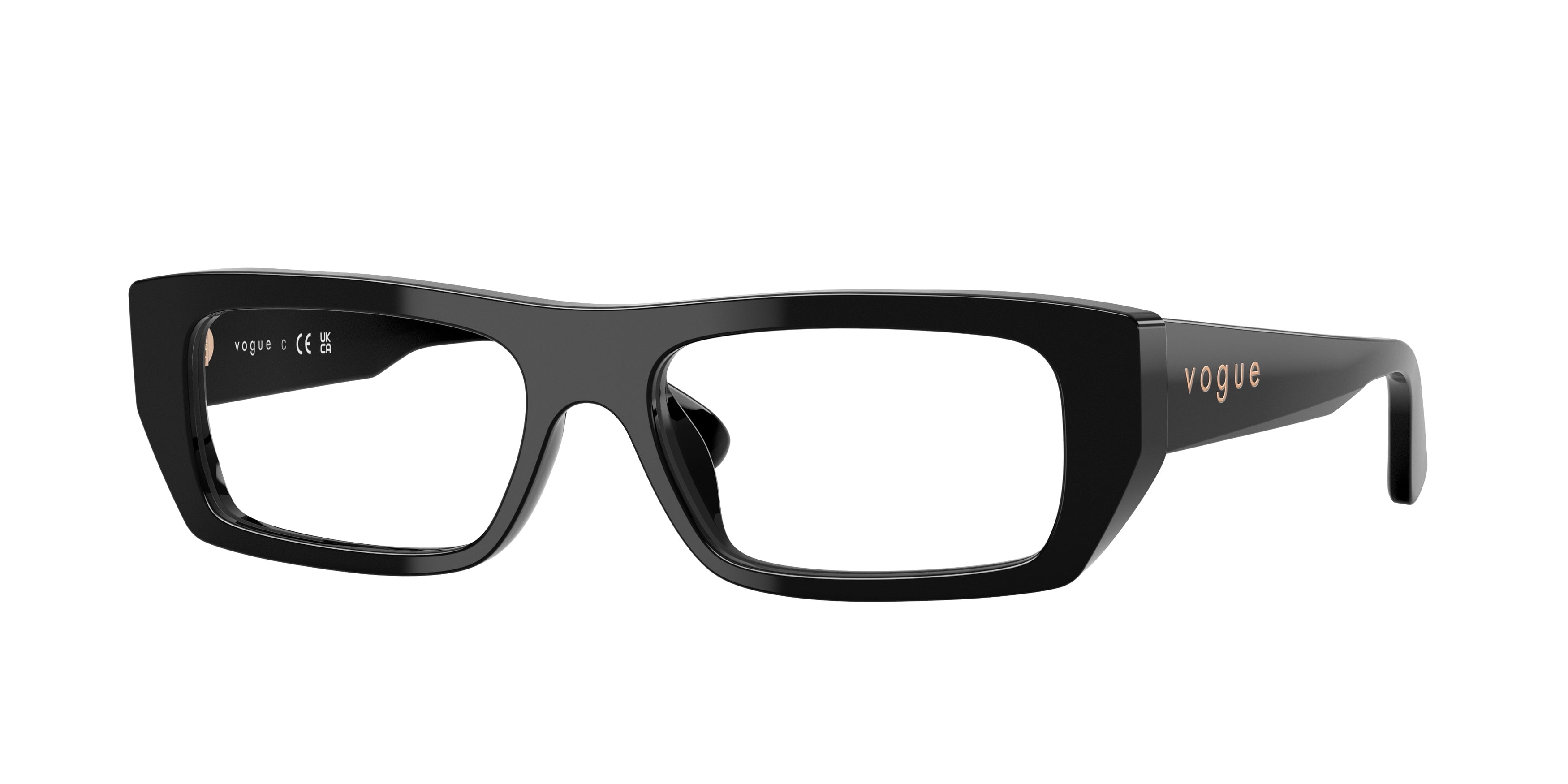 Vogue VO5660U Rectangle Eyeglasses W44-Black 53-140-16 - Color Map Black