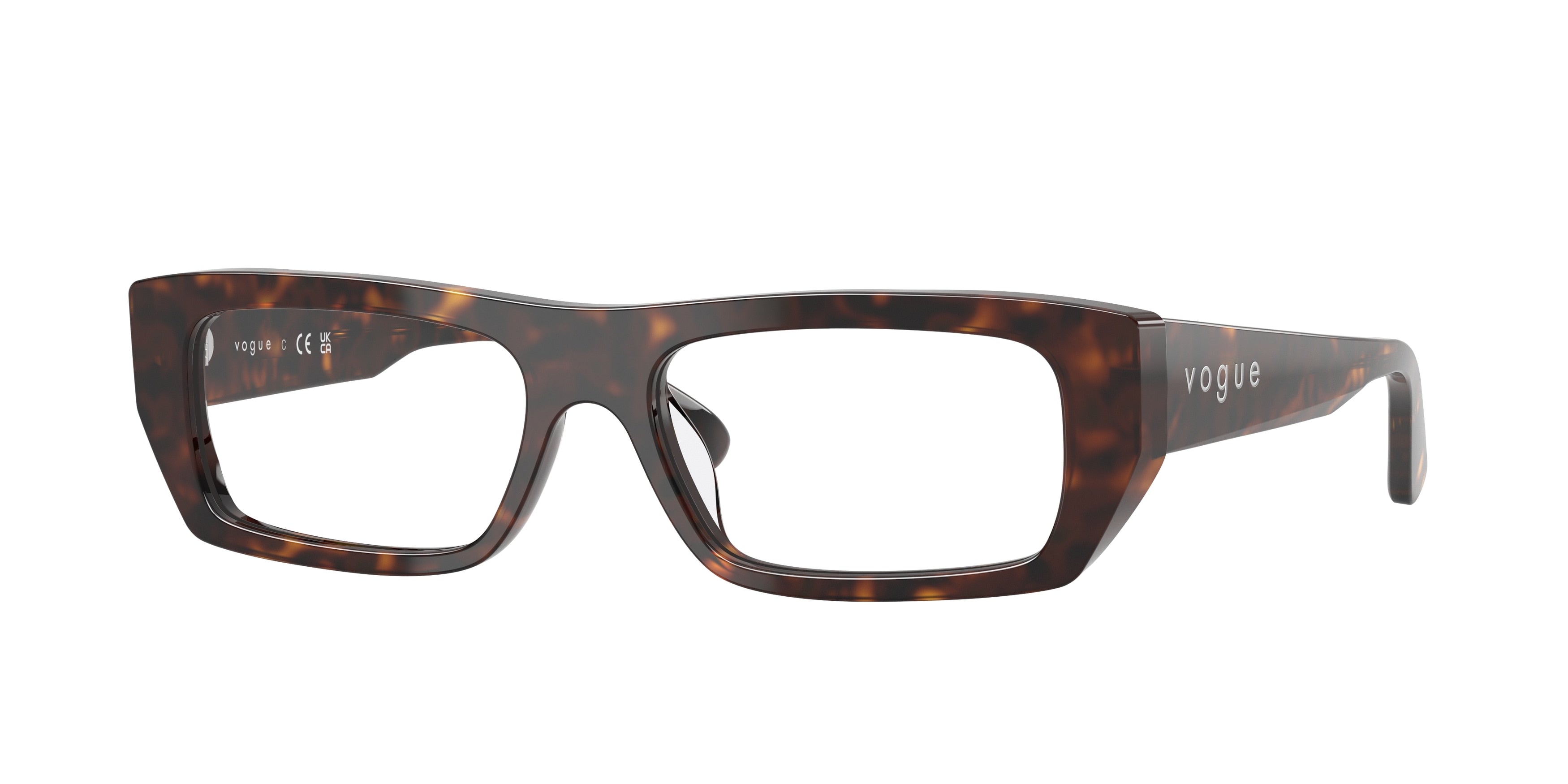 Vogue VO5660U Rectangle Eyeglasses W656-Dark Havana 53-140-16 - Color Map Brown
