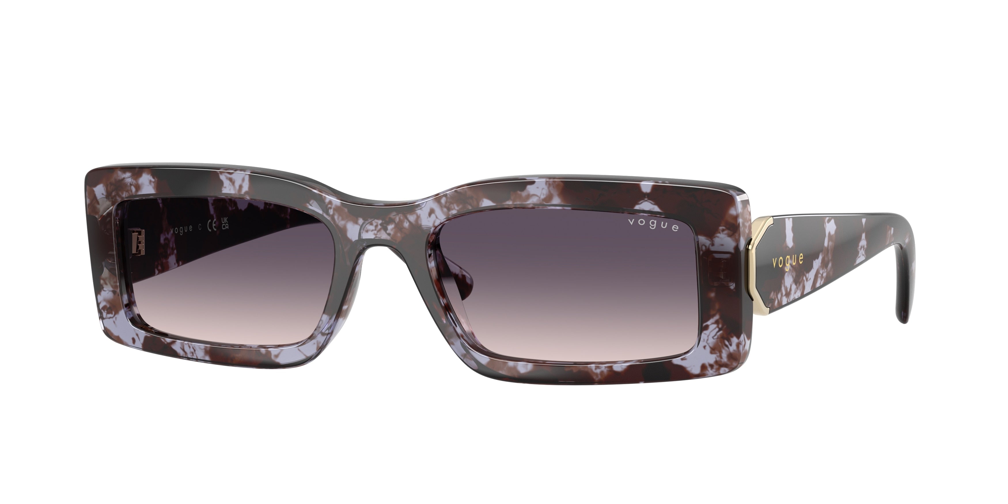 Vogue VO5674S Rectangle Sunglasses 317836-Purple Havana 53-135-19 - Color Map Violet