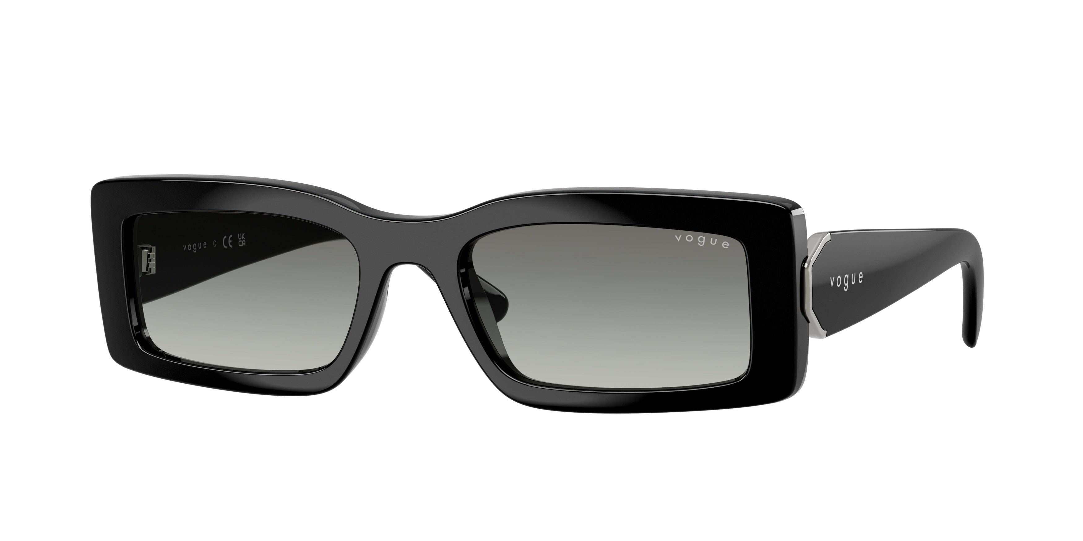 Vogue VO5674S Rectangle Sunglasses W44/11-Black 53-135-19 - Color Map Black