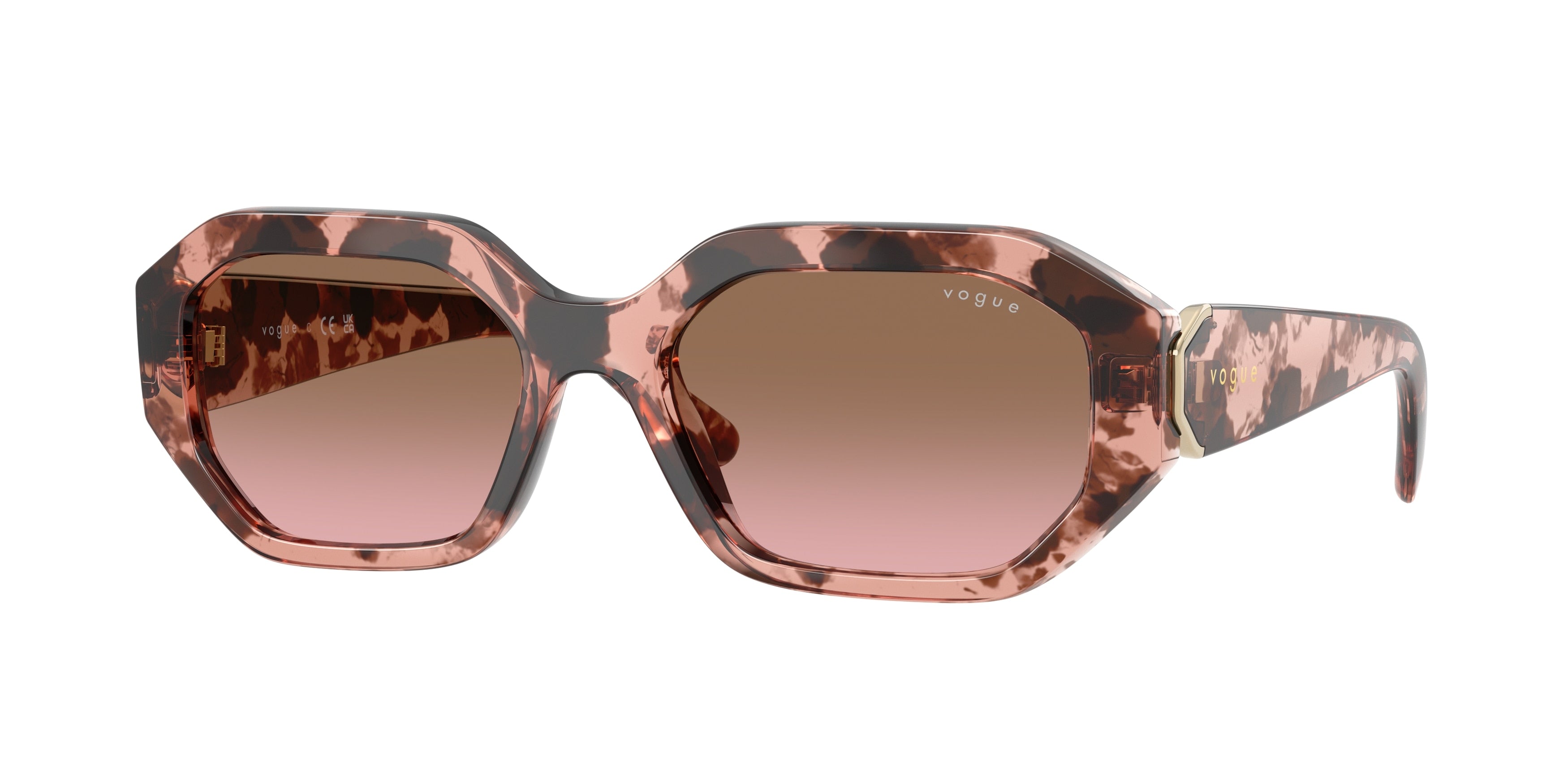 Vogue VO5675S Irregular Sunglasses 319914-Rose Havana 54-135-18 - Color Map Pink