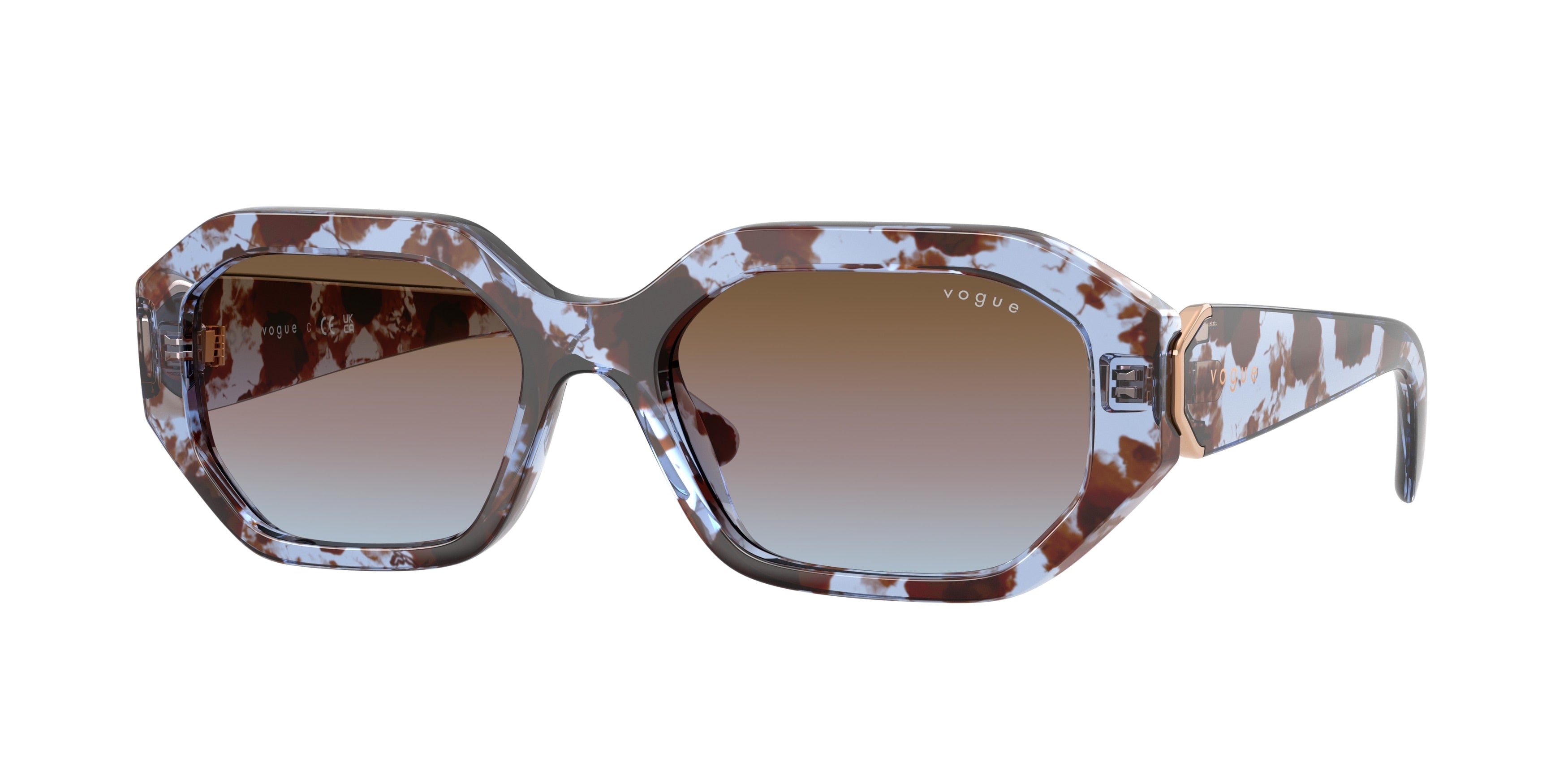 Vogue VO5675S Irregular Sunglasses 320148-Blue Havana 54-135-18 - Color Map Blue