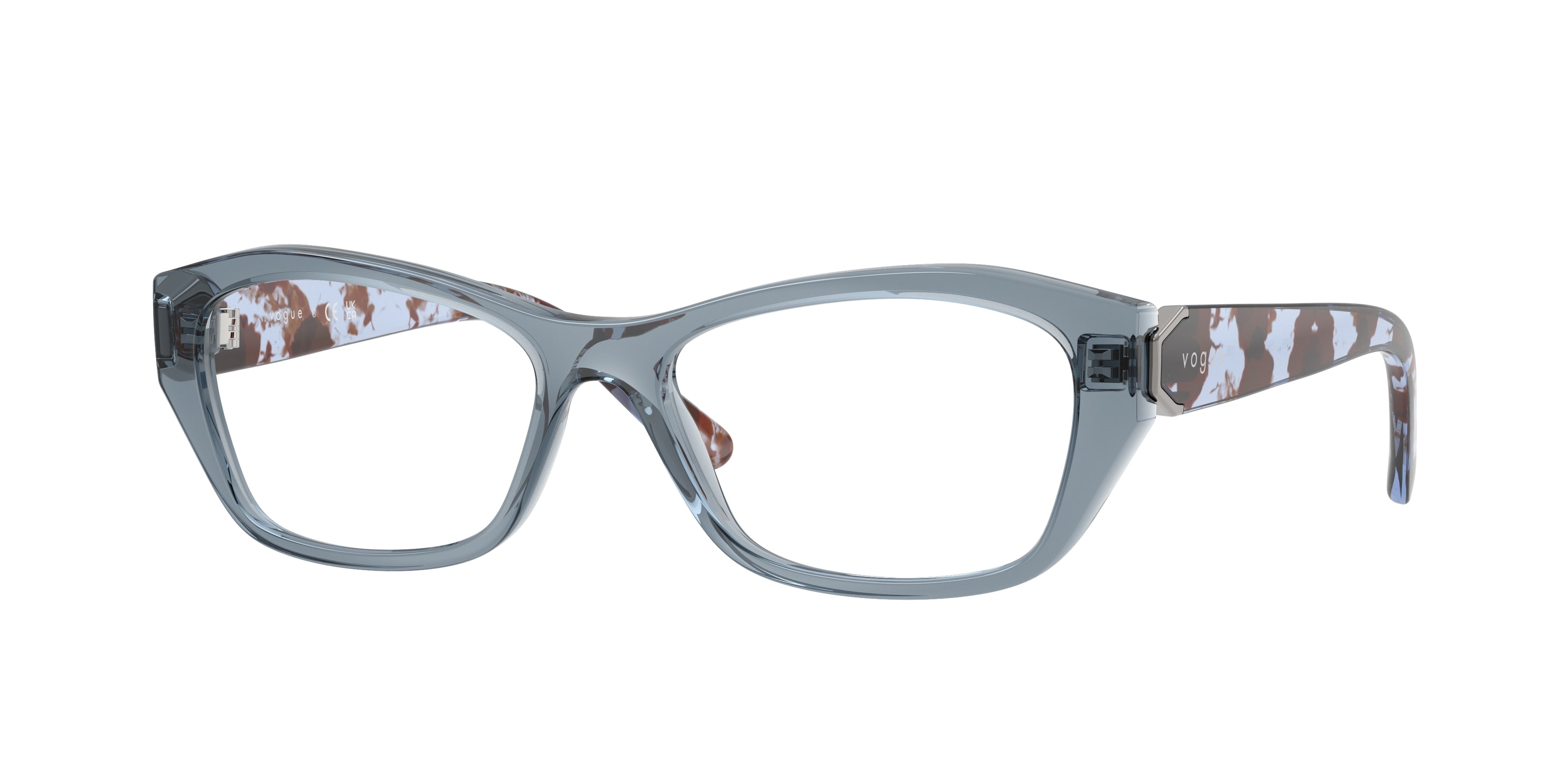Vogue VO5676 Irregular Eyeglasses 2966-Transparent Blue 53-135-16 - Color Map Blue