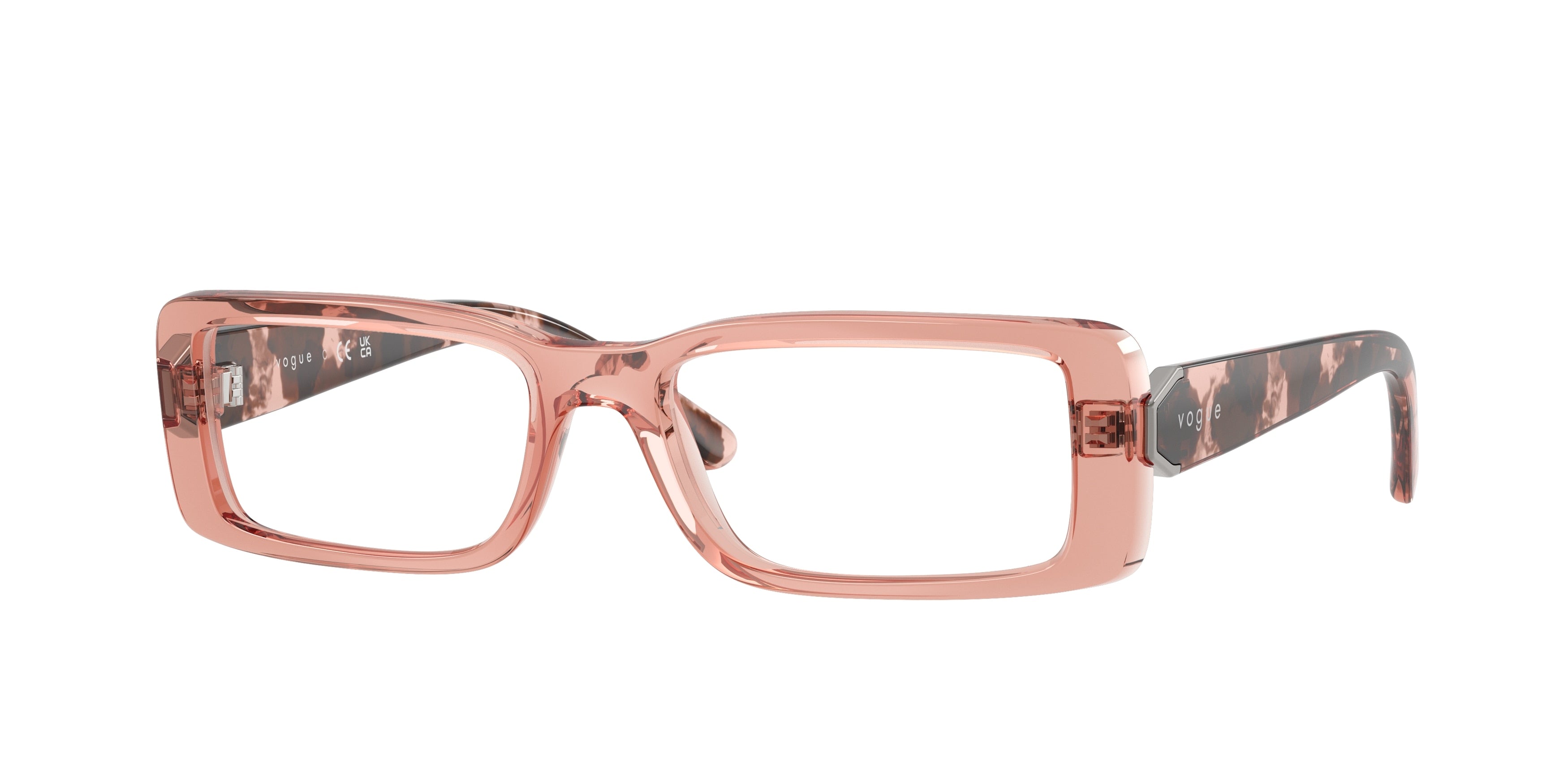 Vogue VO5677 Rectangle Eyeglasses 2864-Transparent Rose 52-135-17 - Color Map Pink