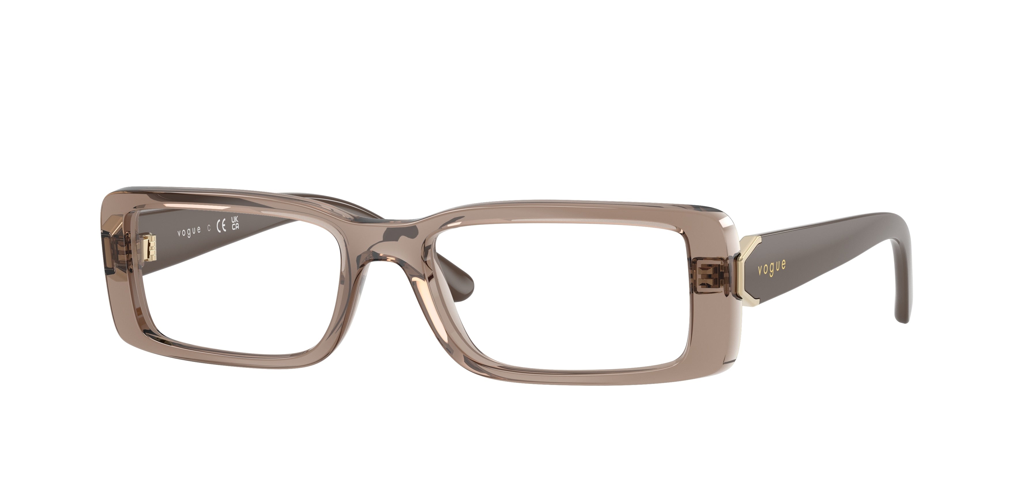 Vogue VO5677 Rectangle Eyeglasses 2940-Transparent Brown 52-135-17 - Color Map Brown
