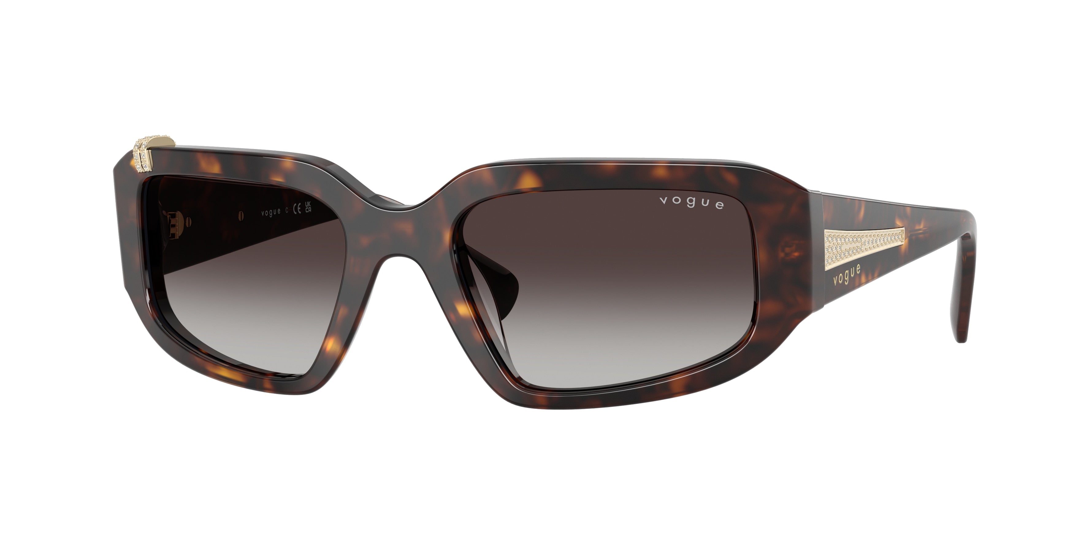 Vogue VO5688SB Irregular Sunglasses W6568G-Dark Havana 55-130-20 - Color Map Brown