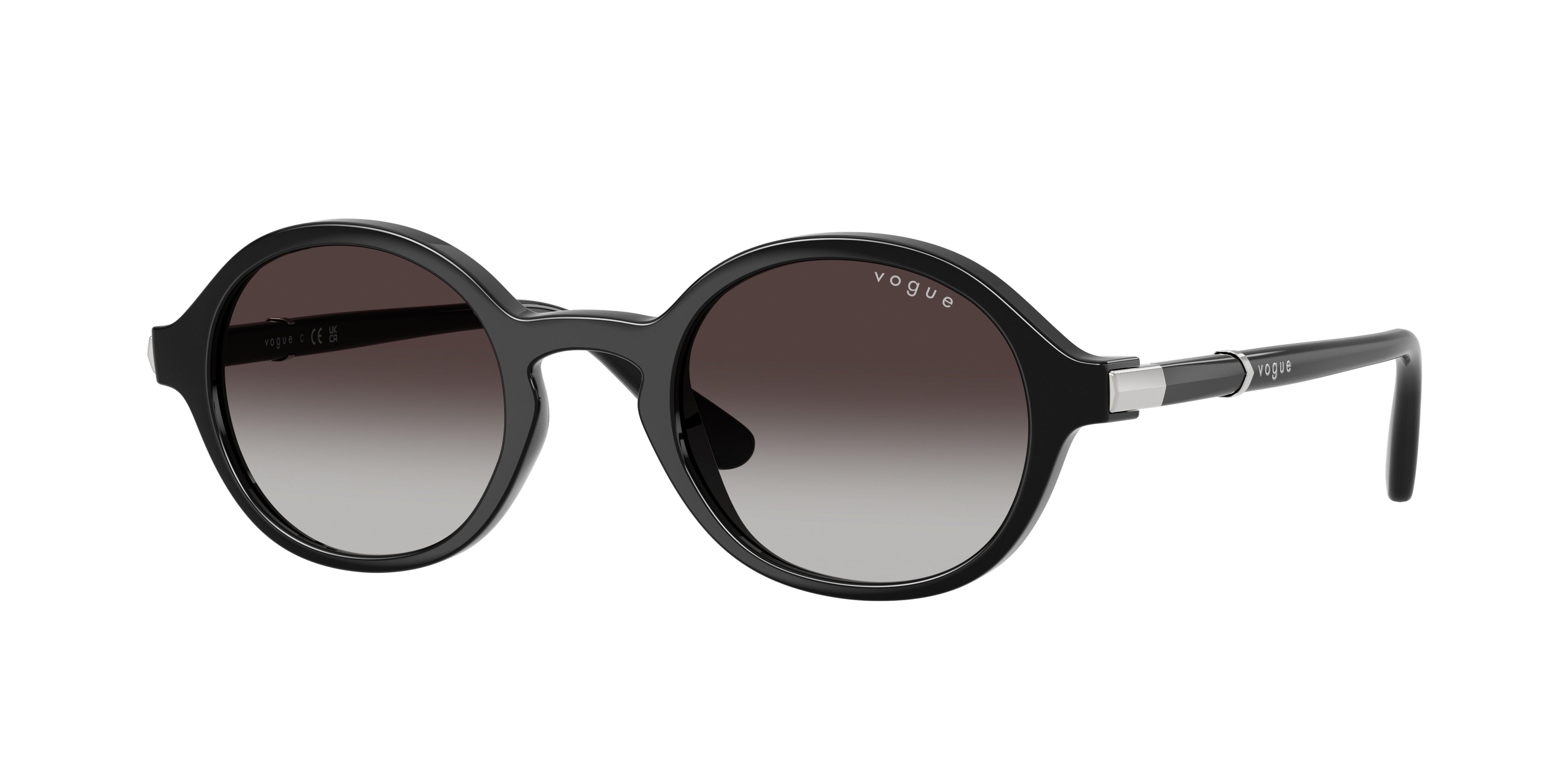 Vogue VO5692S Round Sunglasses W44/8G-Black 46-140-22 - Color Map Black