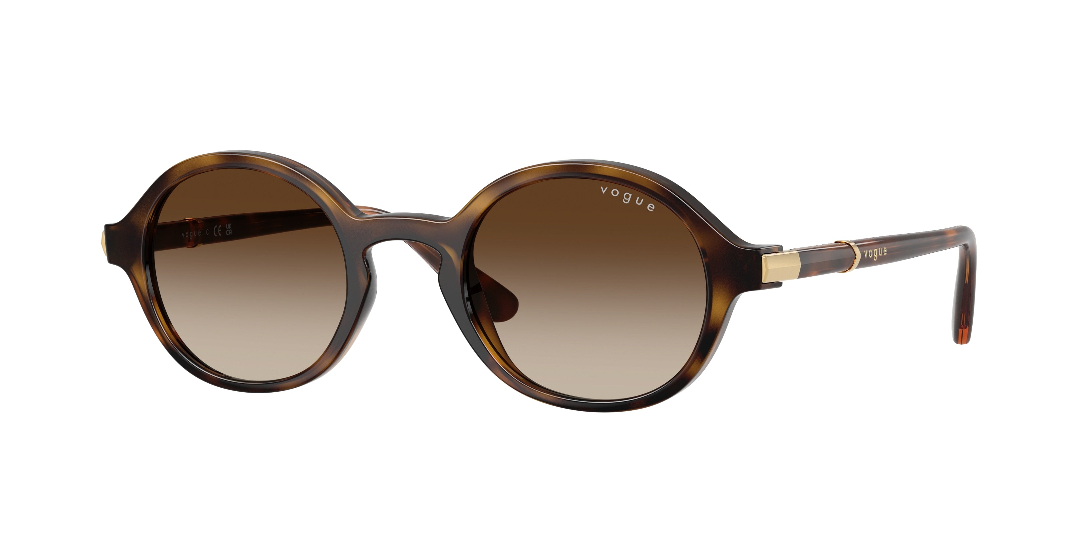 Vogue VO5692S Round Sunglasses W65613-Dark Havana 46-140-22 - Color Map Brown