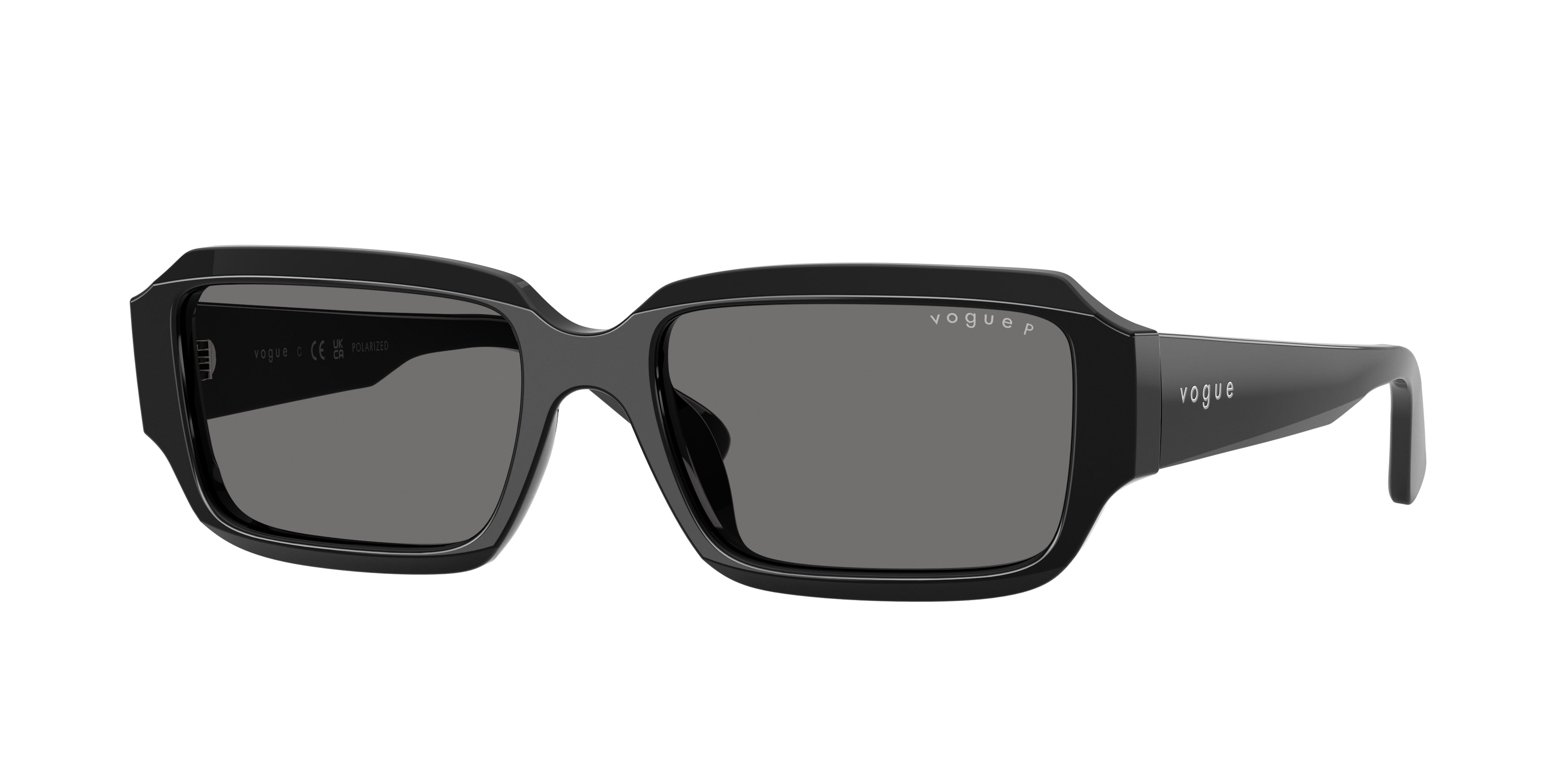 Vogue VO5693SU Rectangle Sunglasses W44/81-Black 54-140-17 - Color Map Black