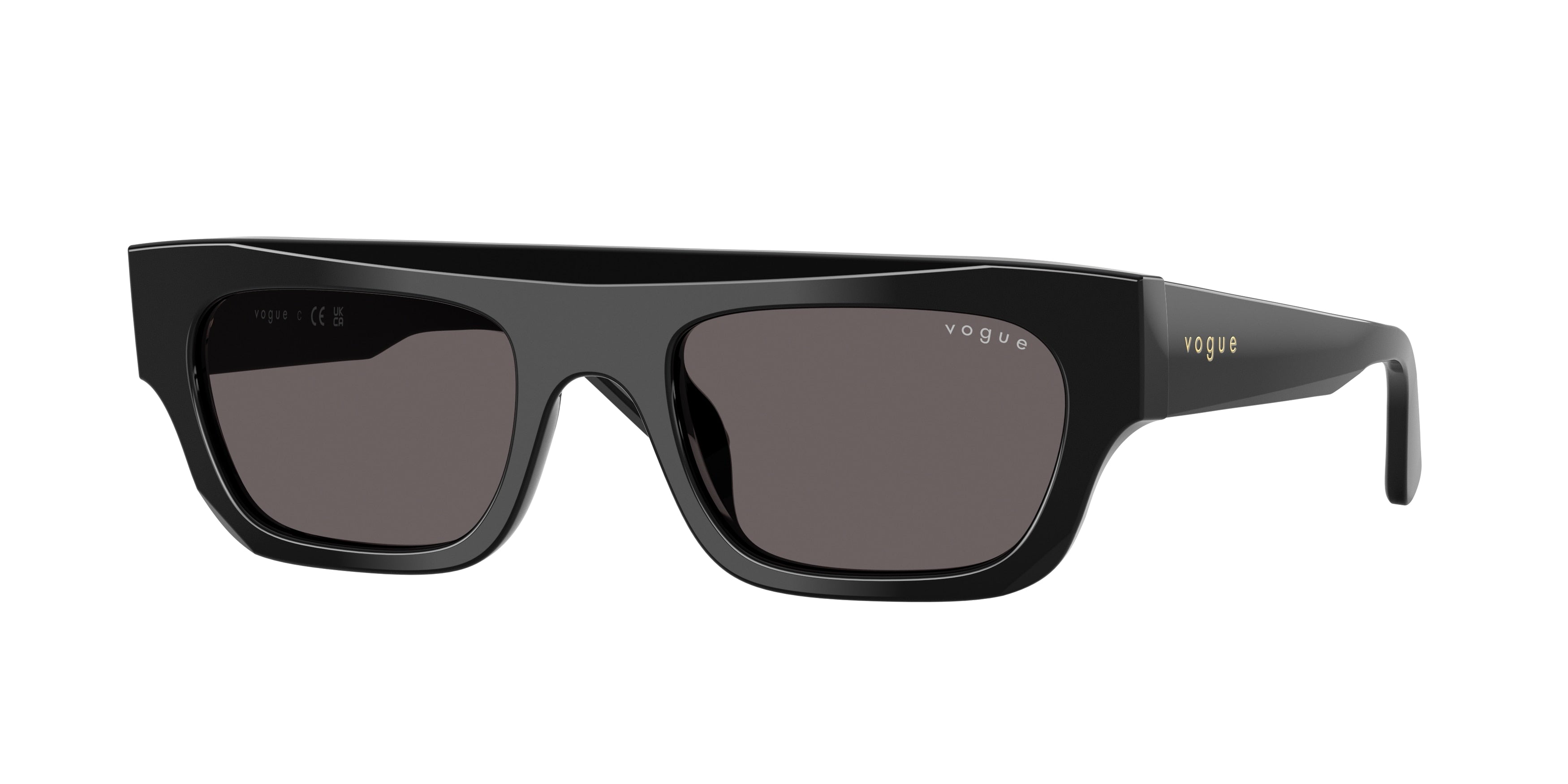 Vogue VO5694SU Rectangle Sunglasses W44/87-Black 51-140-20 - Color Map Black