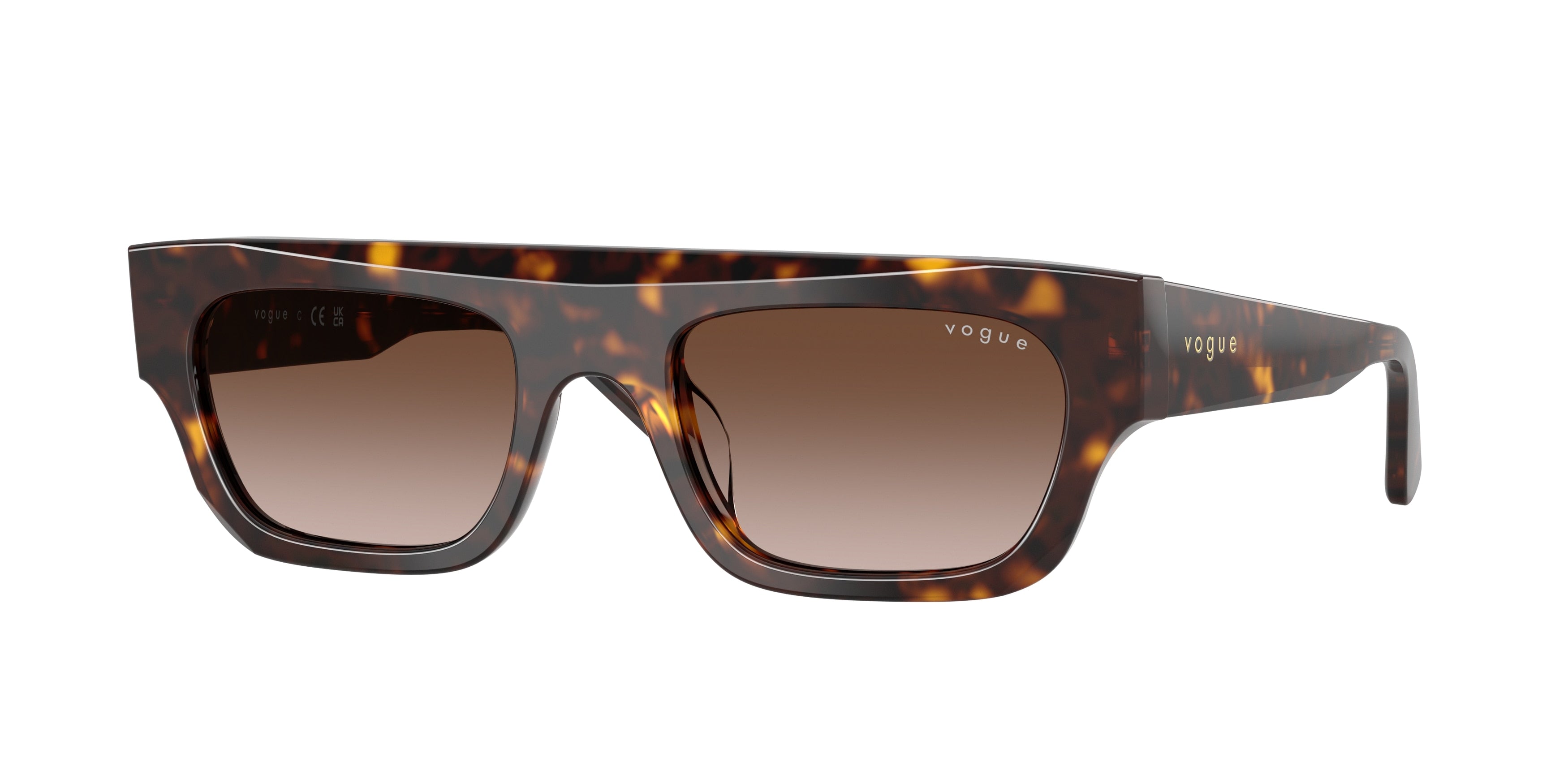 Vogue VO5694SU Rectangle Sunglasses W65613-Dark Havana 51-140-20 - Color Map Brown
