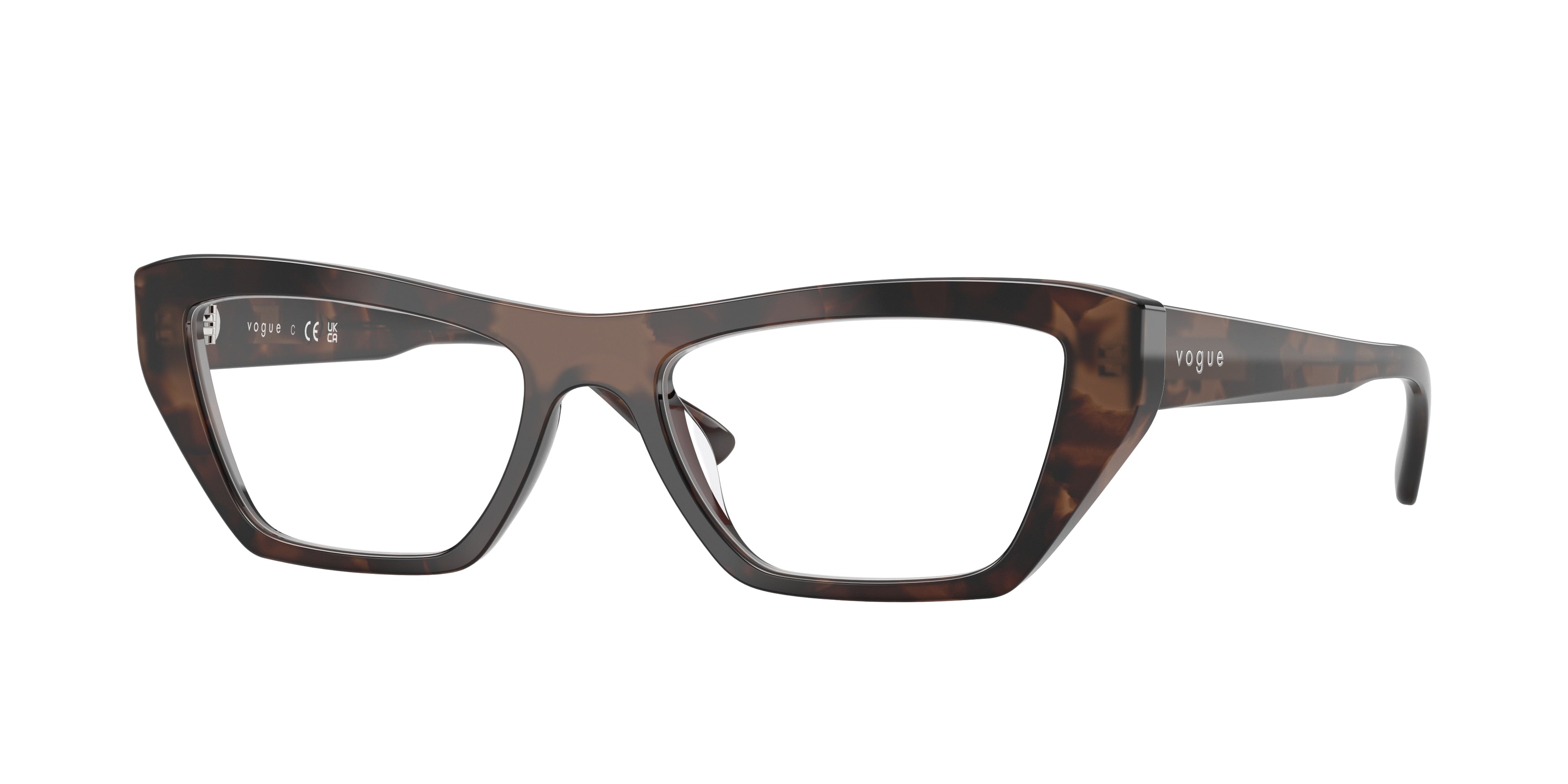 Vogue VO5701U Cat Eye Eyeglasses 3279-Milky Brown Havana 53-140-17 - Color Map Brown