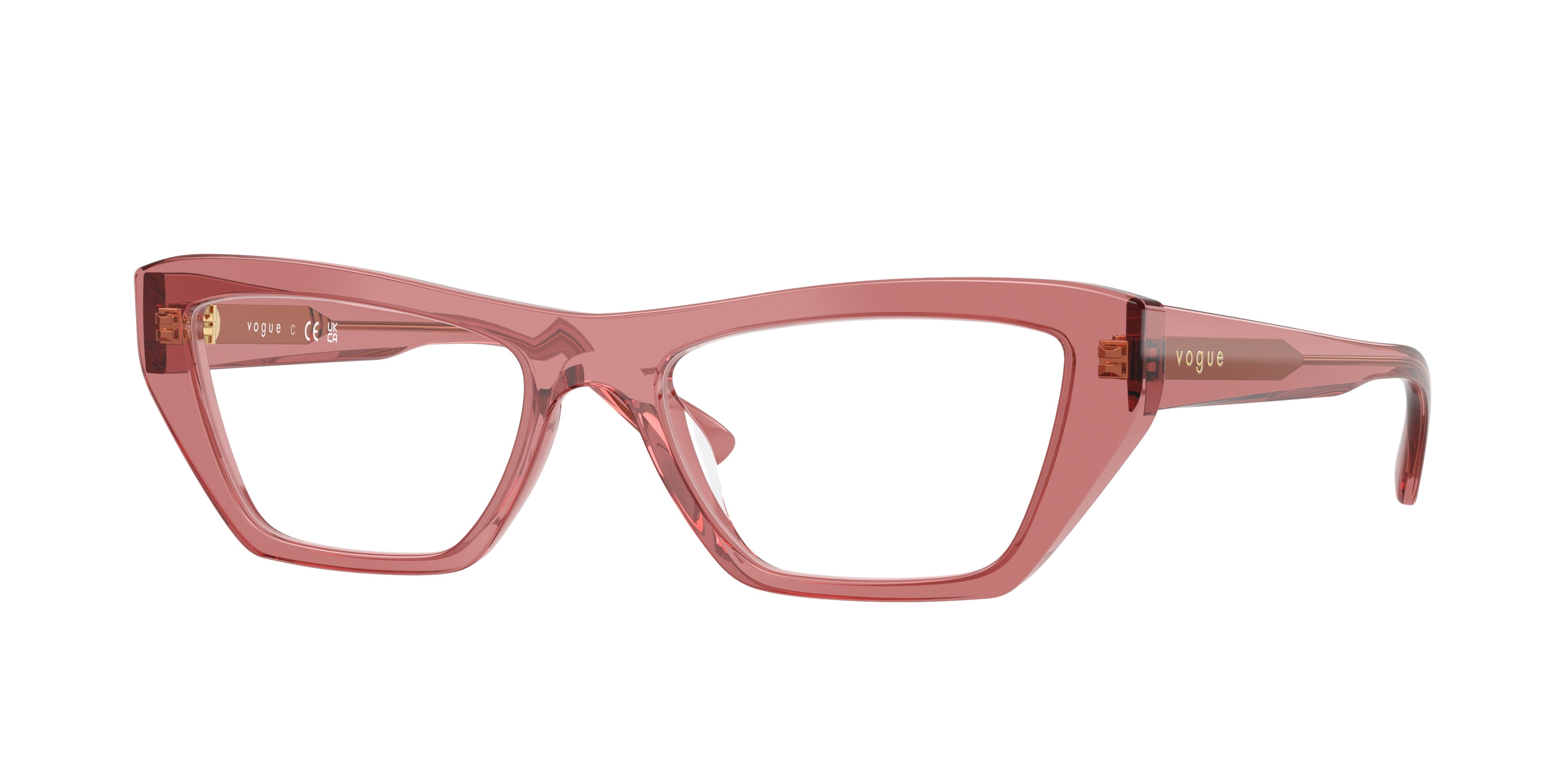 Vogue VO5701U Cat Eye Eyeglasses 3290-Transparent Dusty Pink 53-140-17 - Color Map Pink