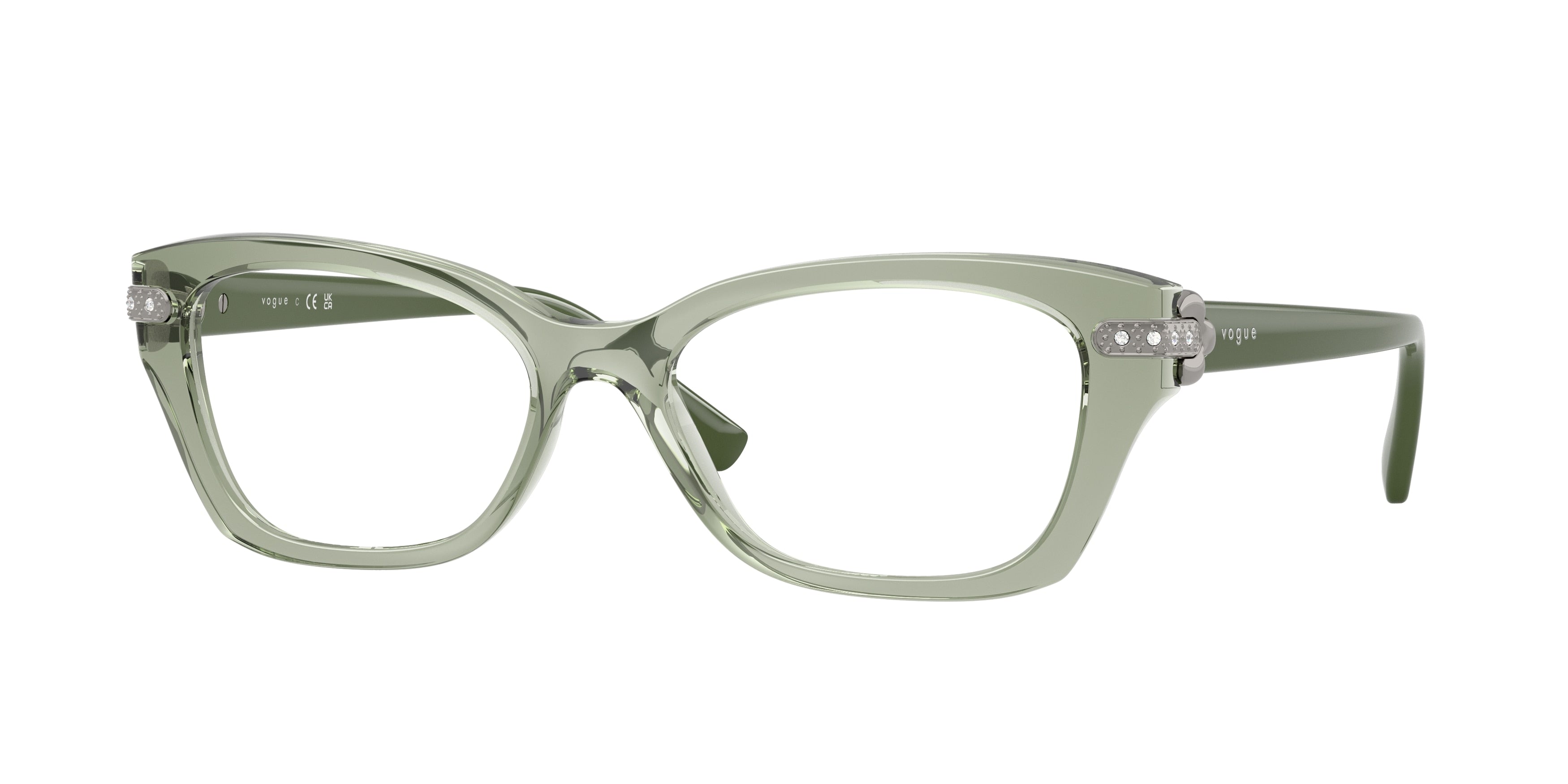 Vogue VO5704B Cat Eye Eyeglasses 3022-Transparent Green 54-140-17 - Color Map Green
