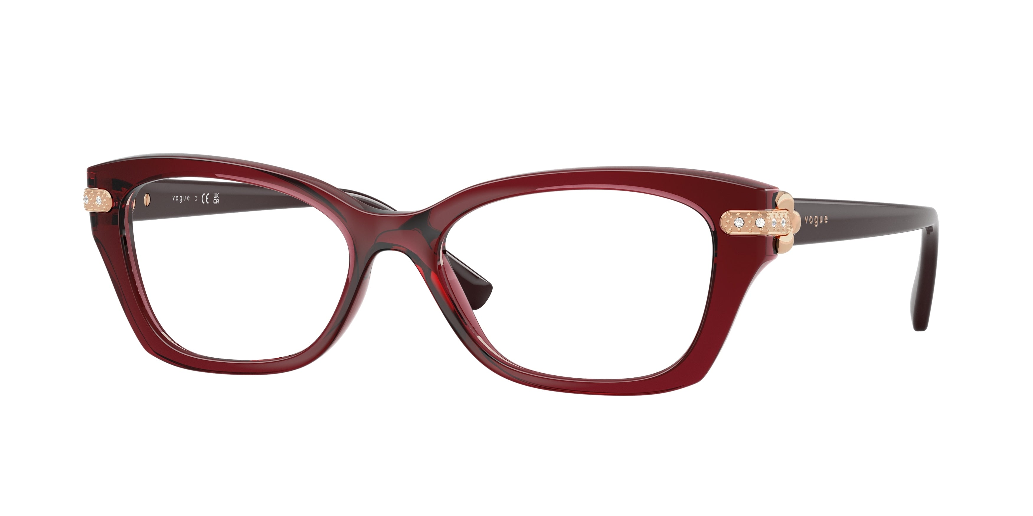 Vogue VO5704B Cat Eye Eyeglasses 3286-Transparent Bordeaux 54-140-17 - Color Map Red