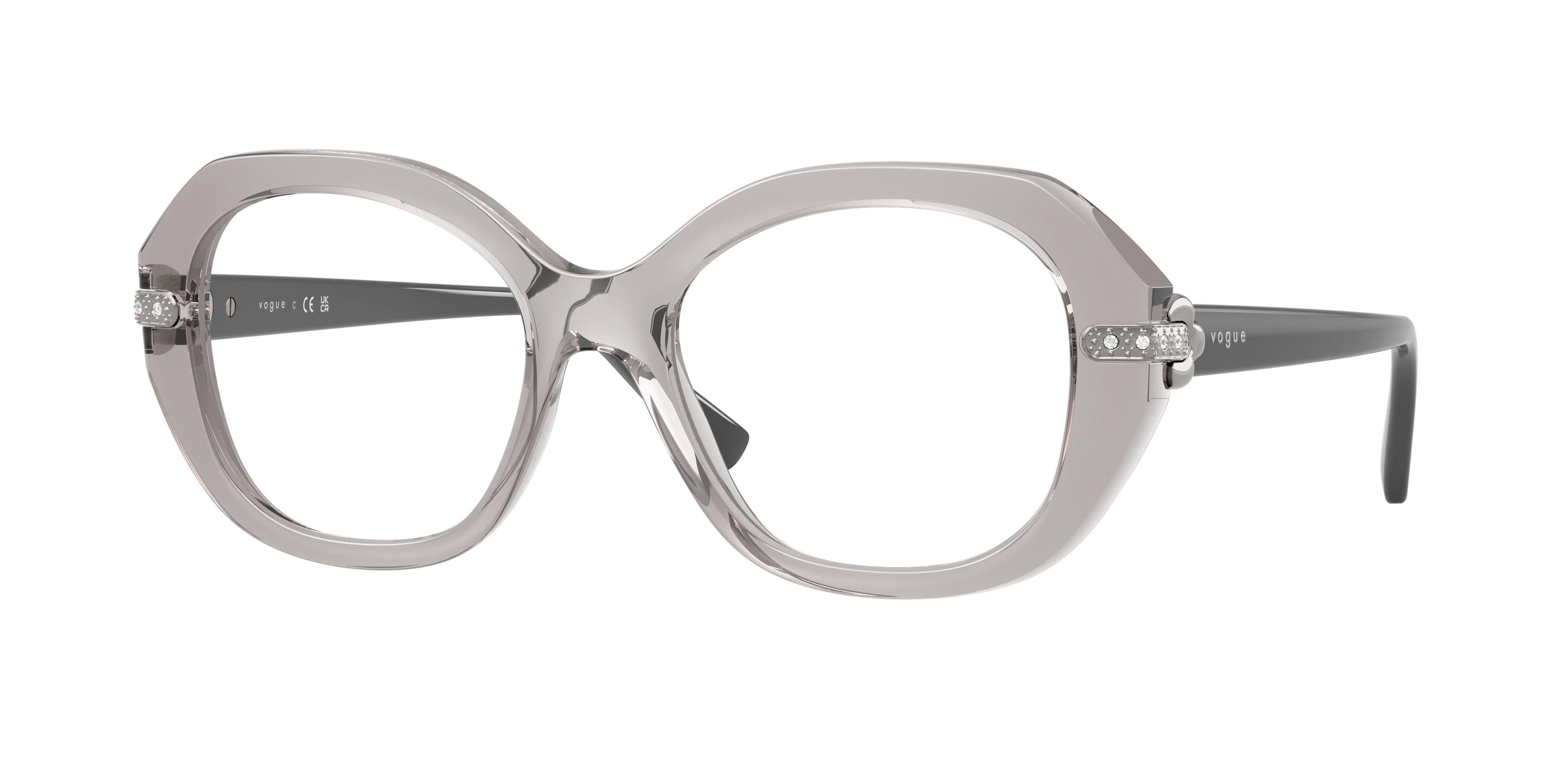 Vogue VO5705B Irregular Eyeglasses 2726-Transparent Grey 52-140-18 - Color Map Grey