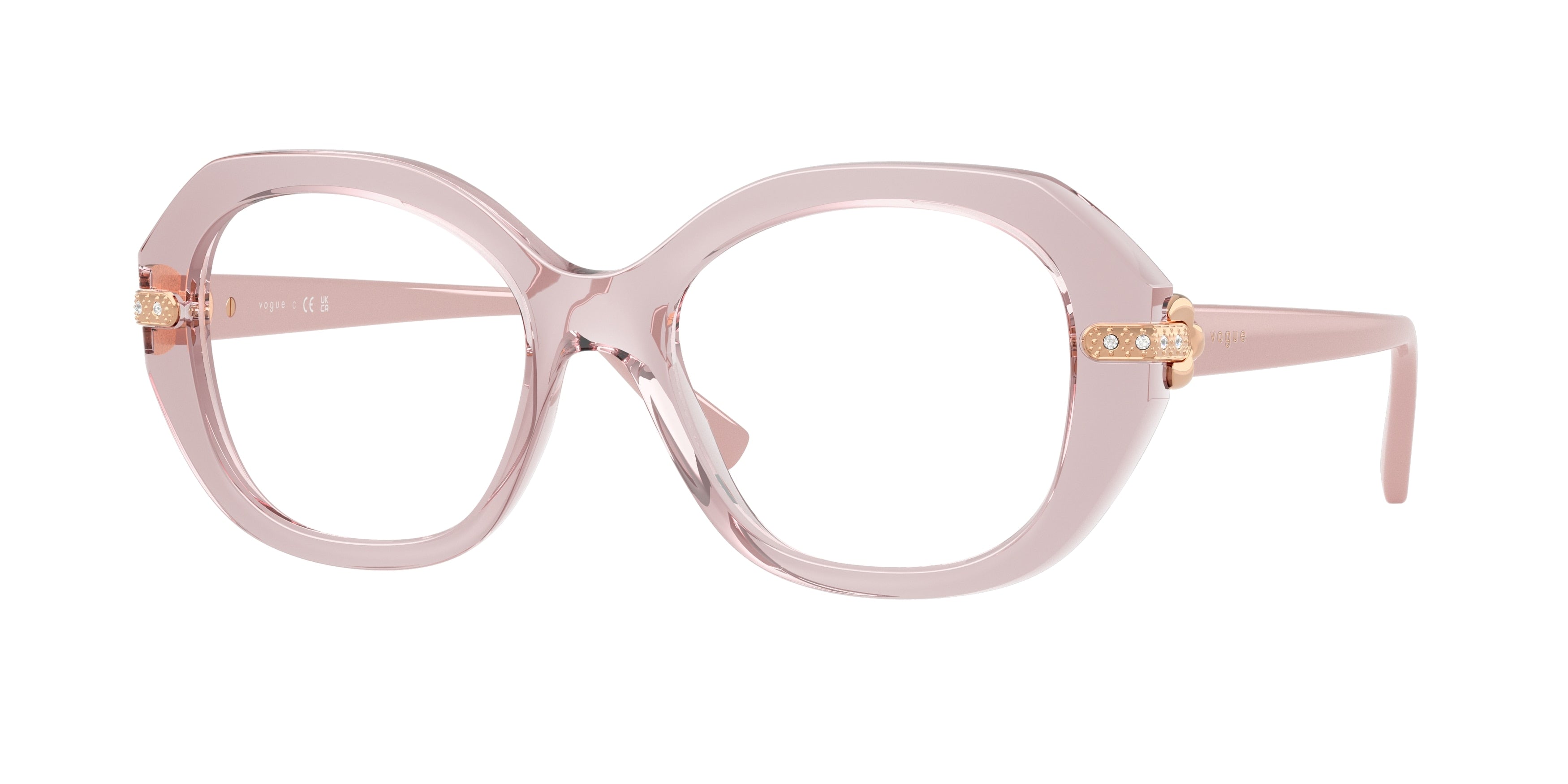 Vogue VO5705B Irregular Eyeglasses 2942-Transparent Pink 52-140-18 - Color Map Pink