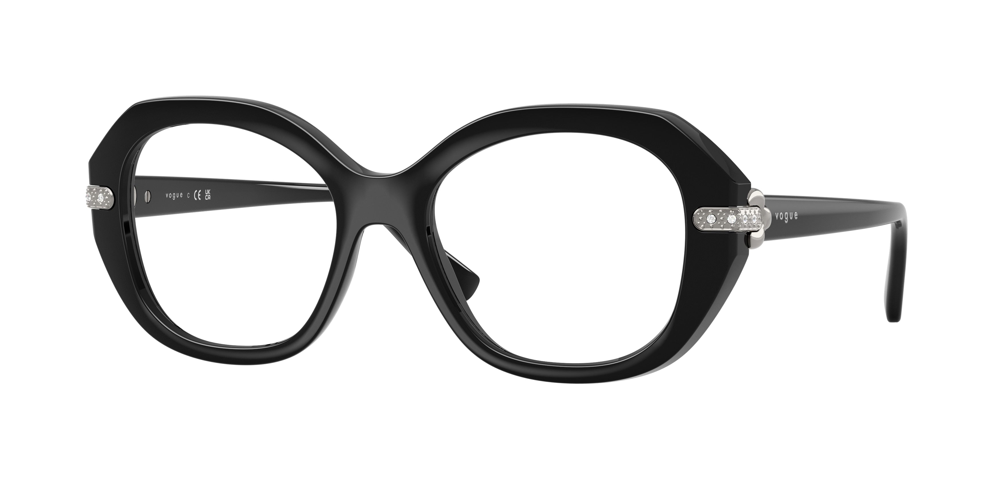 Vogue VO5705B Irregular Eyeglasses W44-Black 52-140-18 - Color Map Black