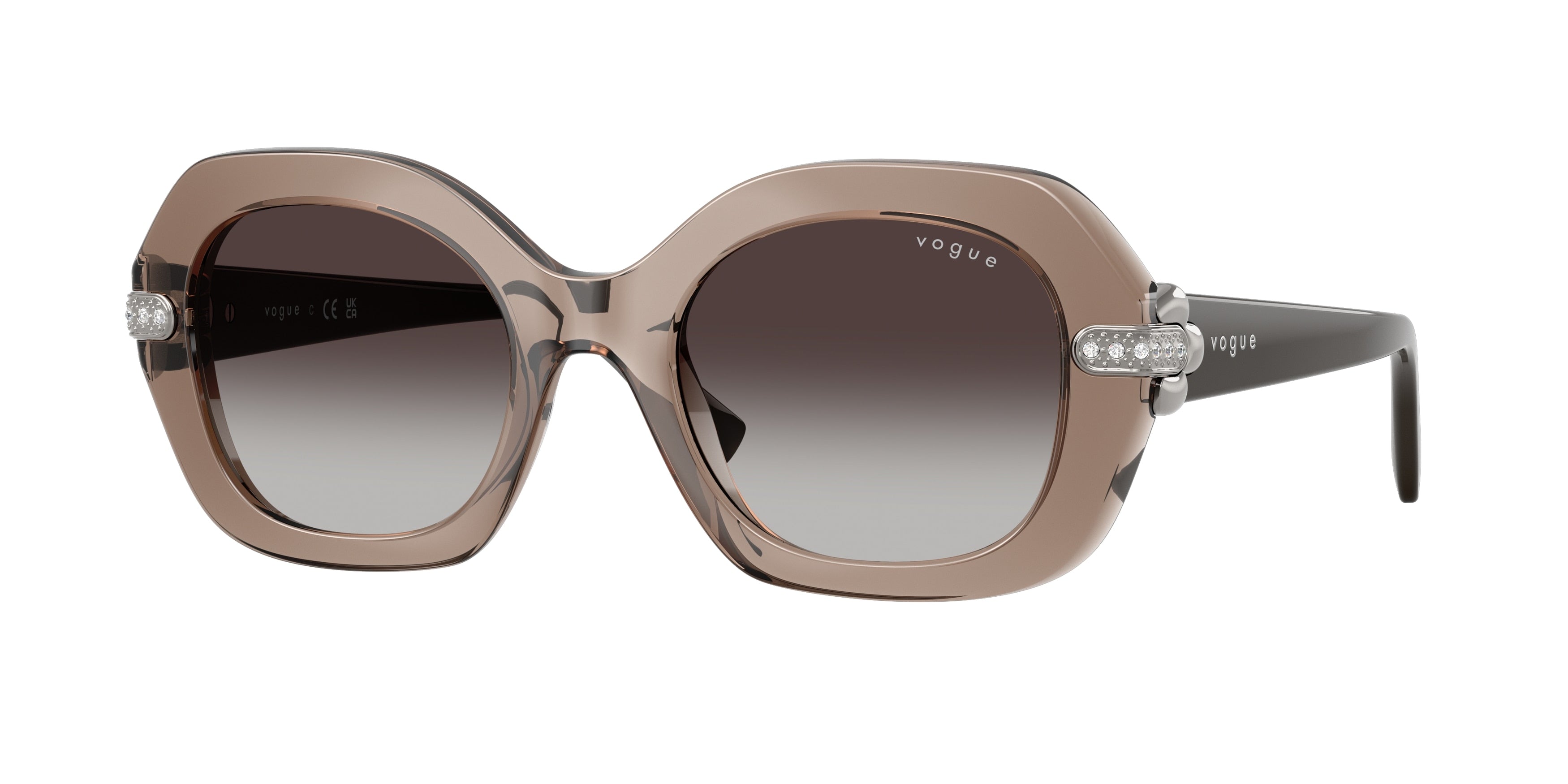 Vogue VO5706SB Irregular Sunglasses 29408G-Transparent Brown 50-140-21 - Color Map Brown