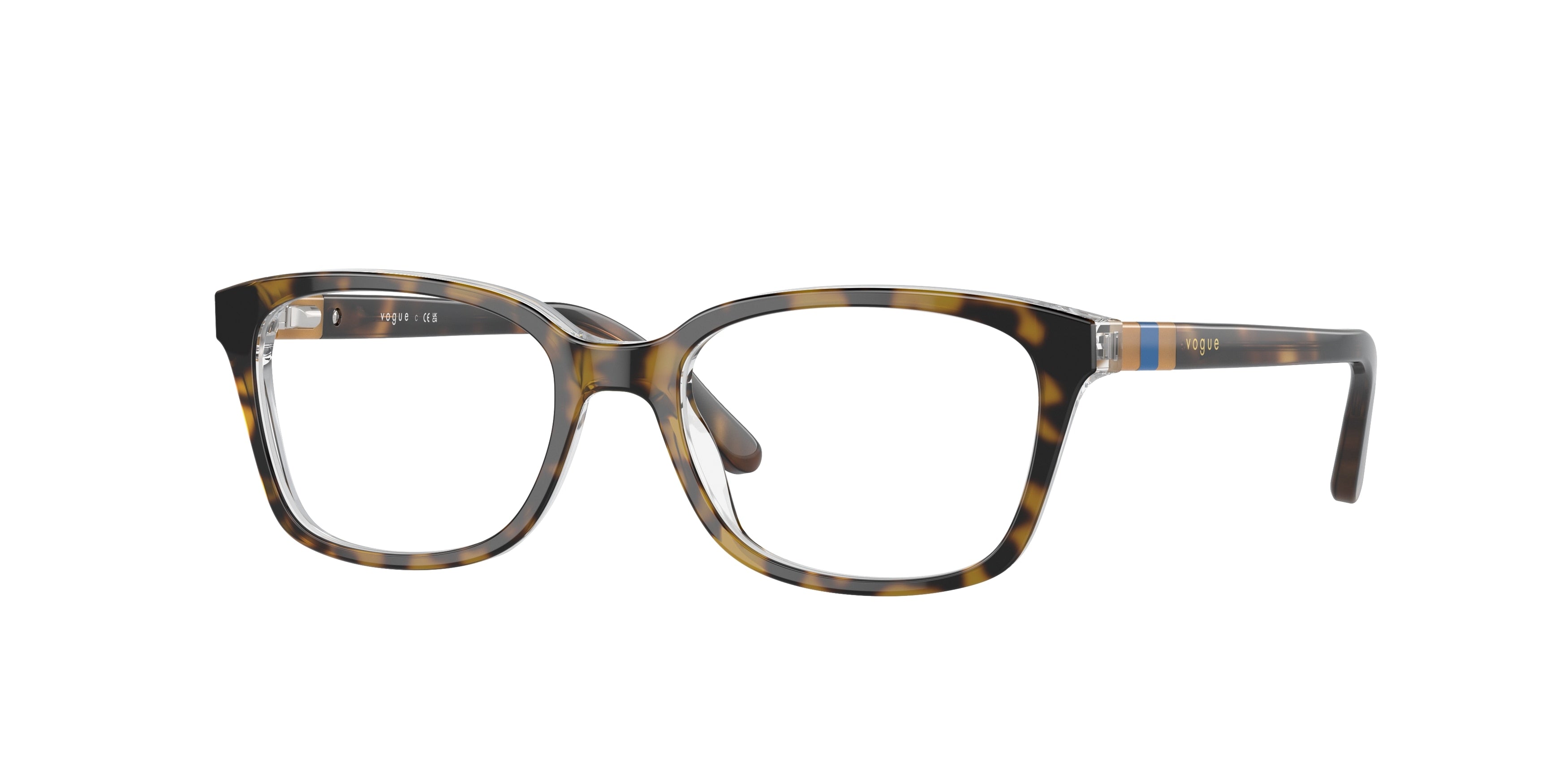 VOGUE JUNIOR OPHTHAL VY2001 Square Eyeglasses 1916-Top Light Havana/Transparent 49-130-16 - Color Map Brown