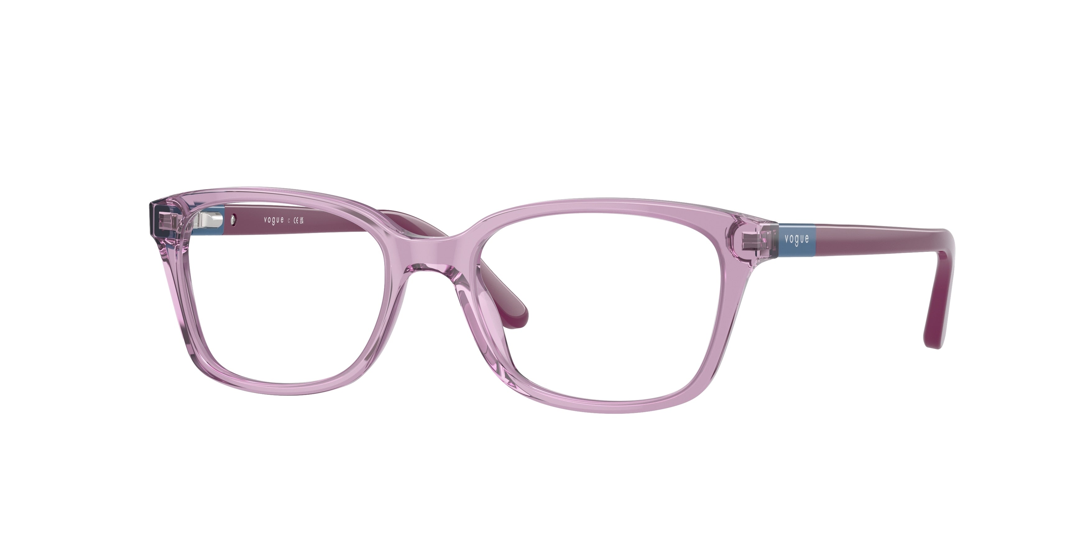 VOGUE JUNIOR OPHTHAL VY2001 Square Eyeglasses 2686-Top Transparent Violet 49-130-16 - Color Map Violet