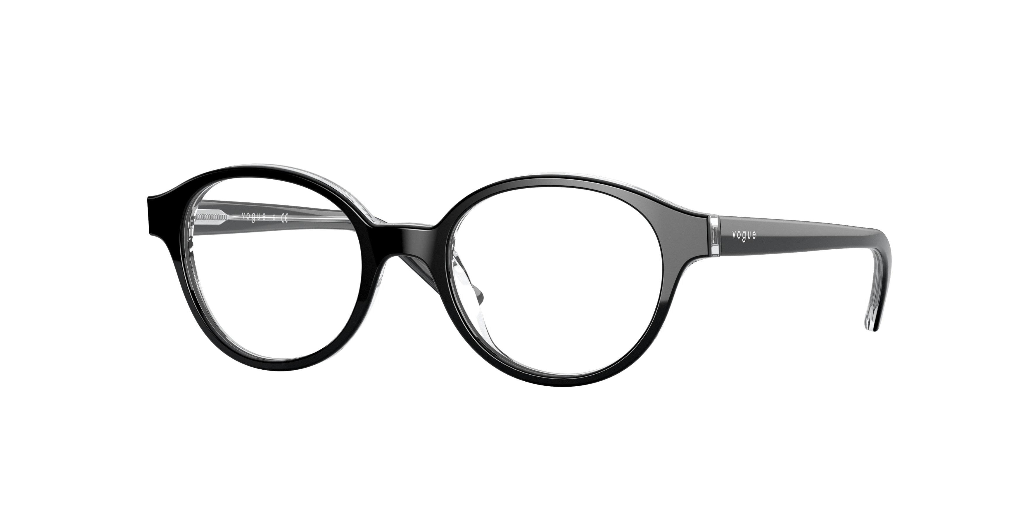 VOGUE JUNIOR OPHTHAL VY2005 Oval Eyeglasses  W827-Top Black On Transparent 43-125-17 - Color Map Black
