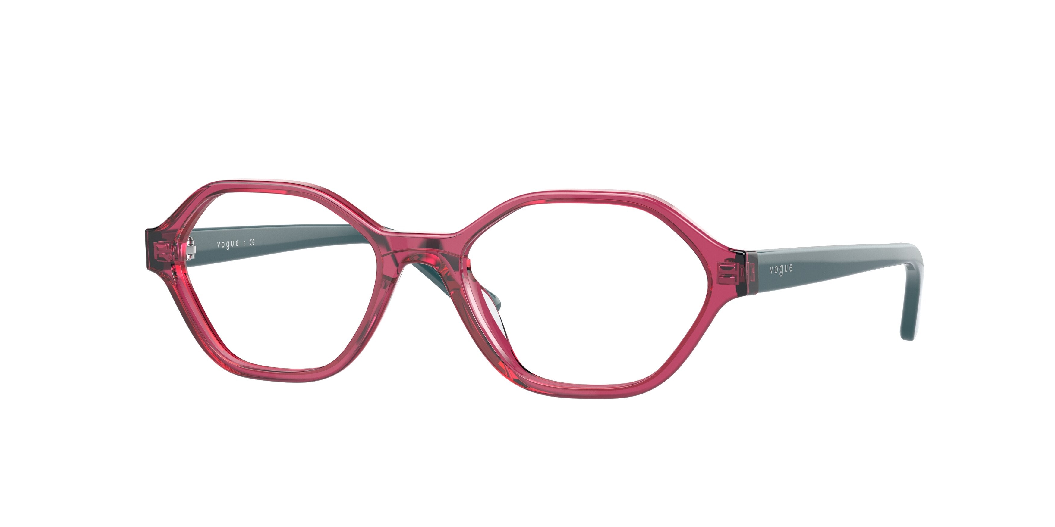 VOGUE JUNIOR OPHTHAL VY2007 Irregular Eyeglasses 2831-Transparent Red 48-125-16 - Color Map Red