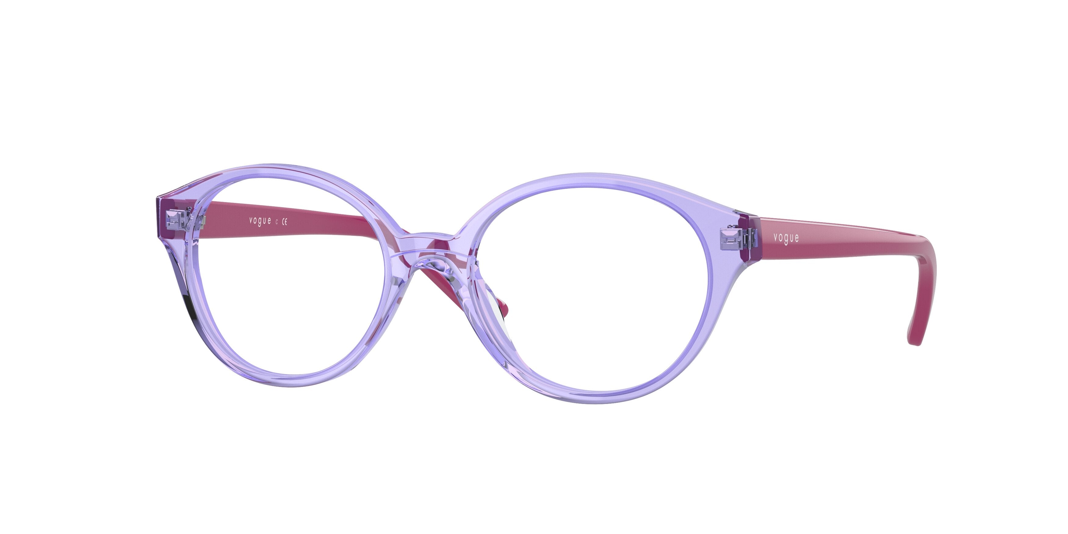 VOGUE JUNIOR OPHTHAL VY2009 Oval Eyeglasses 2950-Transparent Lilac 44-125-16 - Color Map Violet