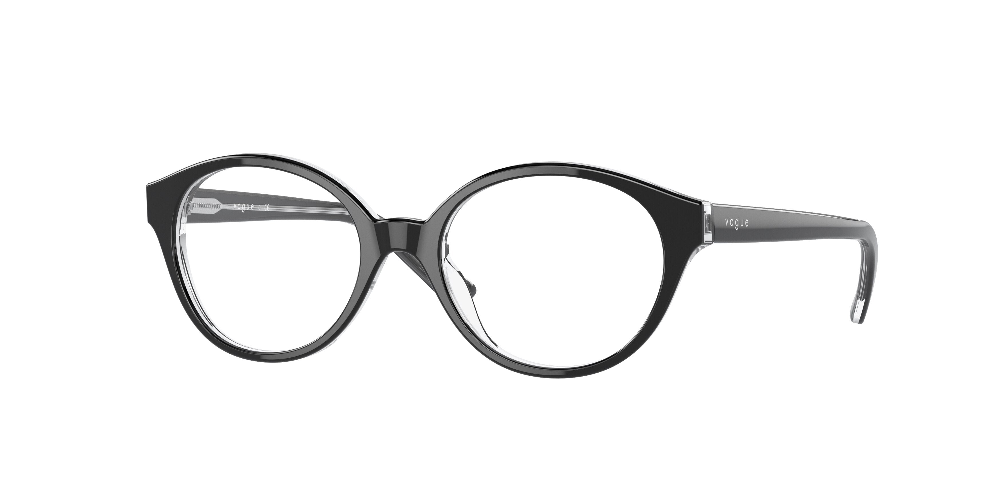 VOGUE JUNIOR OPHTHAL VY2009 Oval Eyeglasses W827-Top Black/Transparent 46-125-16 - Color Map Black