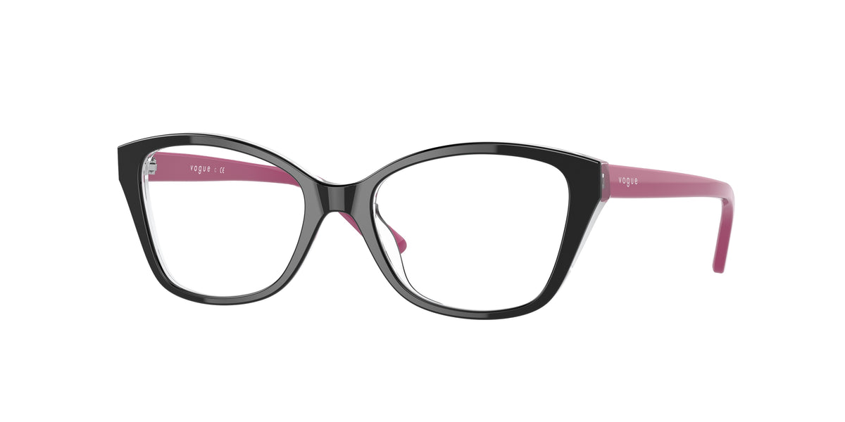 VOGUE JUNIOR OPHTHAL VY2010 Butterfly Eyeglasses W827-Top Black/Transparent 48-125-16 - Color Map Black