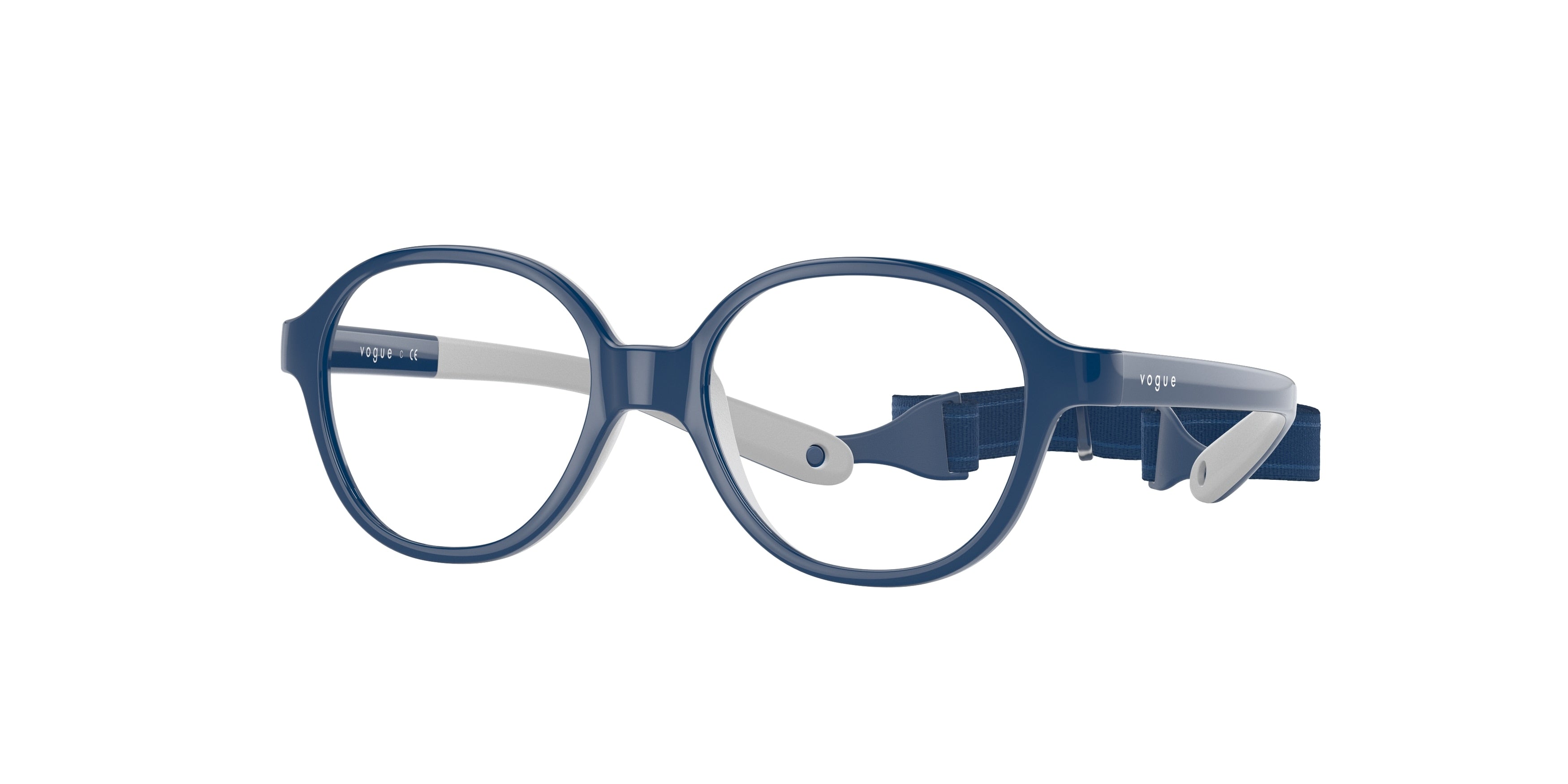 VOGUE JUNIOR OPHTHAL VY2011 Pillow Eyeglasses 2974-Blue On Rubber Cream 40-115-14 - Color Map Blue
