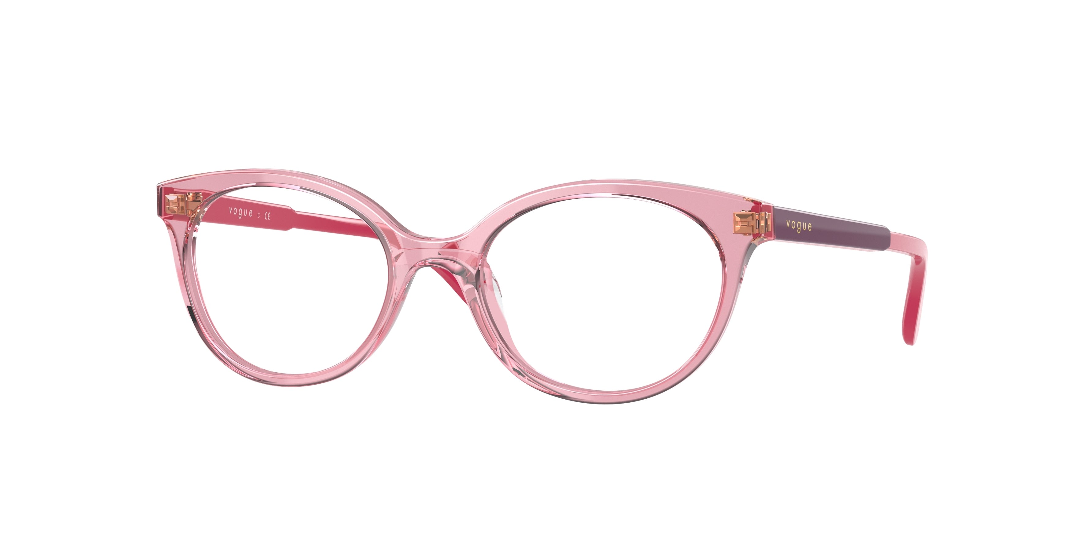 VOGUE JUNIOR OPHTHAL VY2013 Oval Eyeglasses  2836-Transparent Pink 47-125-17 - Color Map Pink