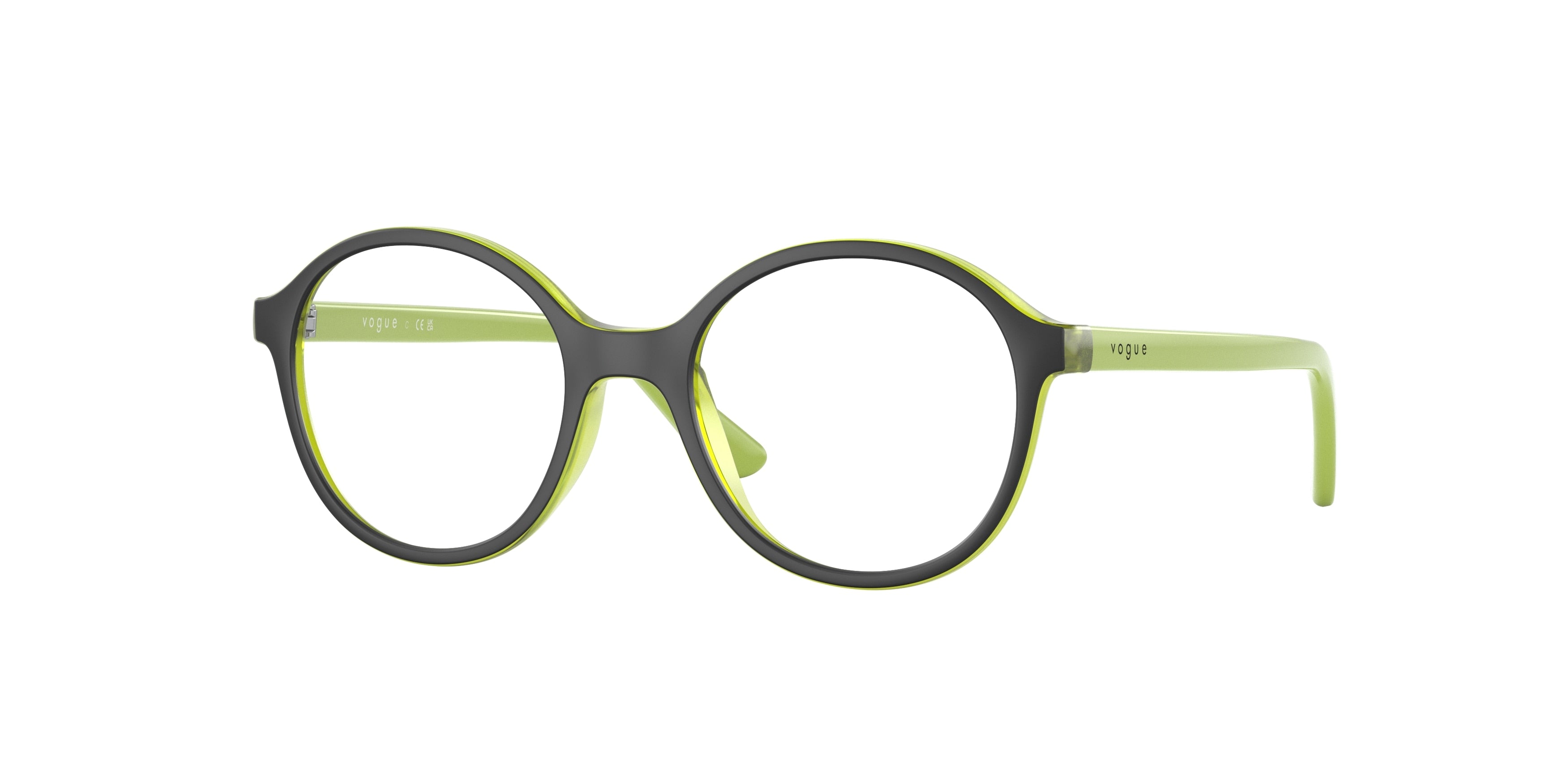 VOGUE JUNIOR OPHTHAL VY2015 Round Eyeglasses 3028-Green/Top Black Matte 45-125-16 - Color Map Green