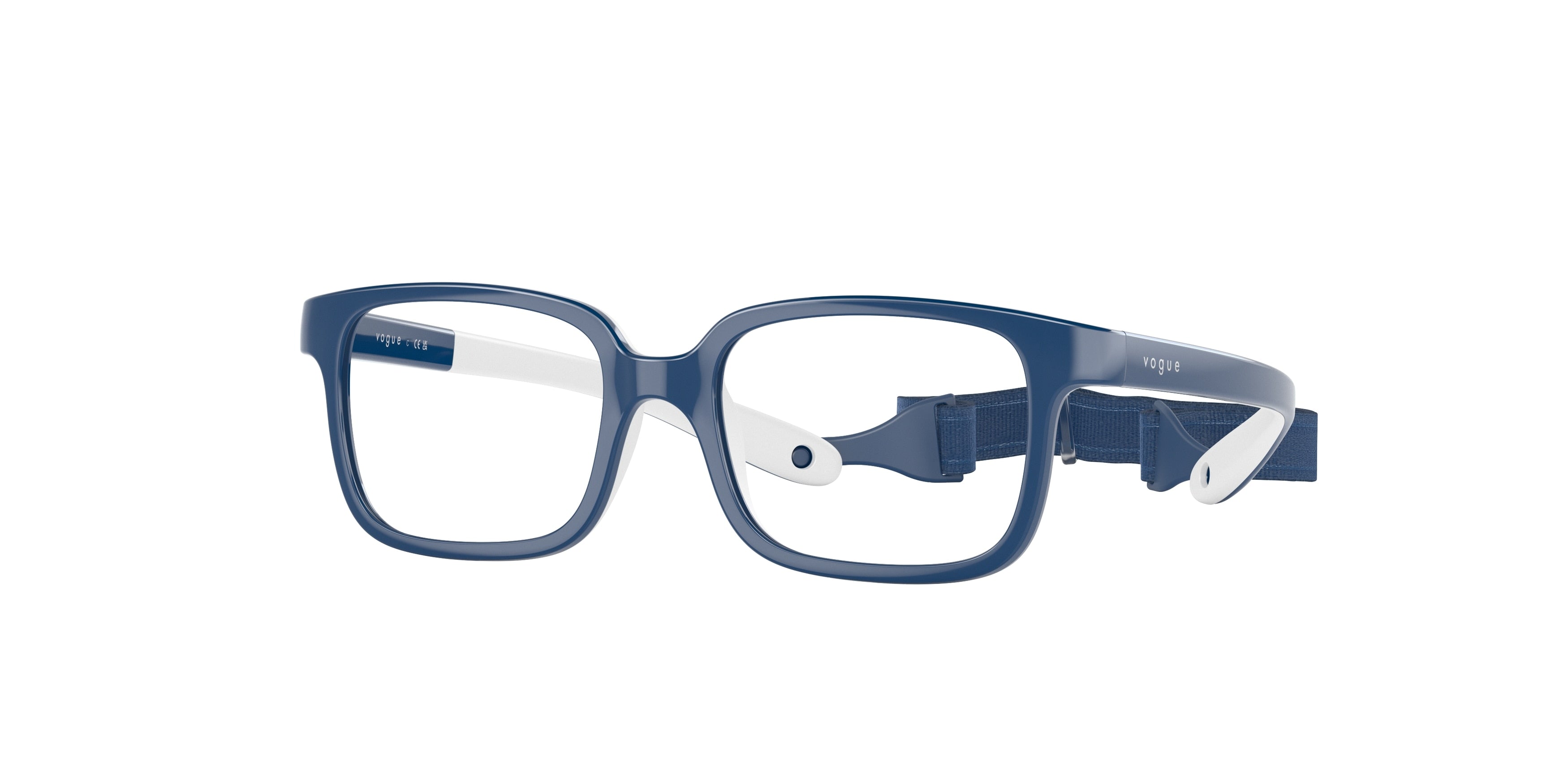 VOGUE JUNIOR OPHTHAL VY2016 Pillow Eyeglasses 2974-Blue On Cream Rubber 42-115-14 - Color Map Blue