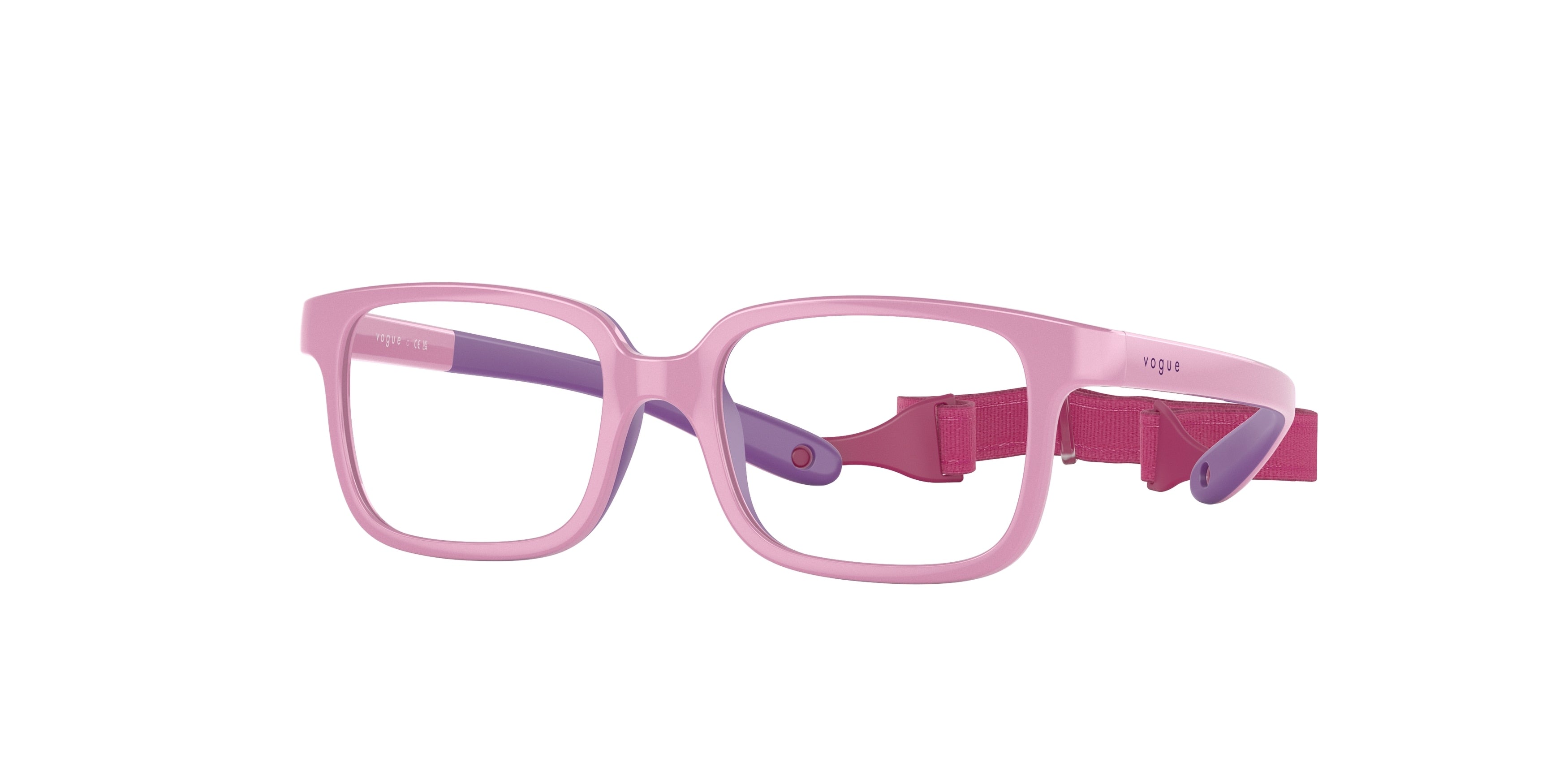 VOGUE JUNIOR OPHTHAL VY2016 Pillow Eyeglasses 3027-Full Pink On Violet Rubber 42-115-14 - Color Map Pink