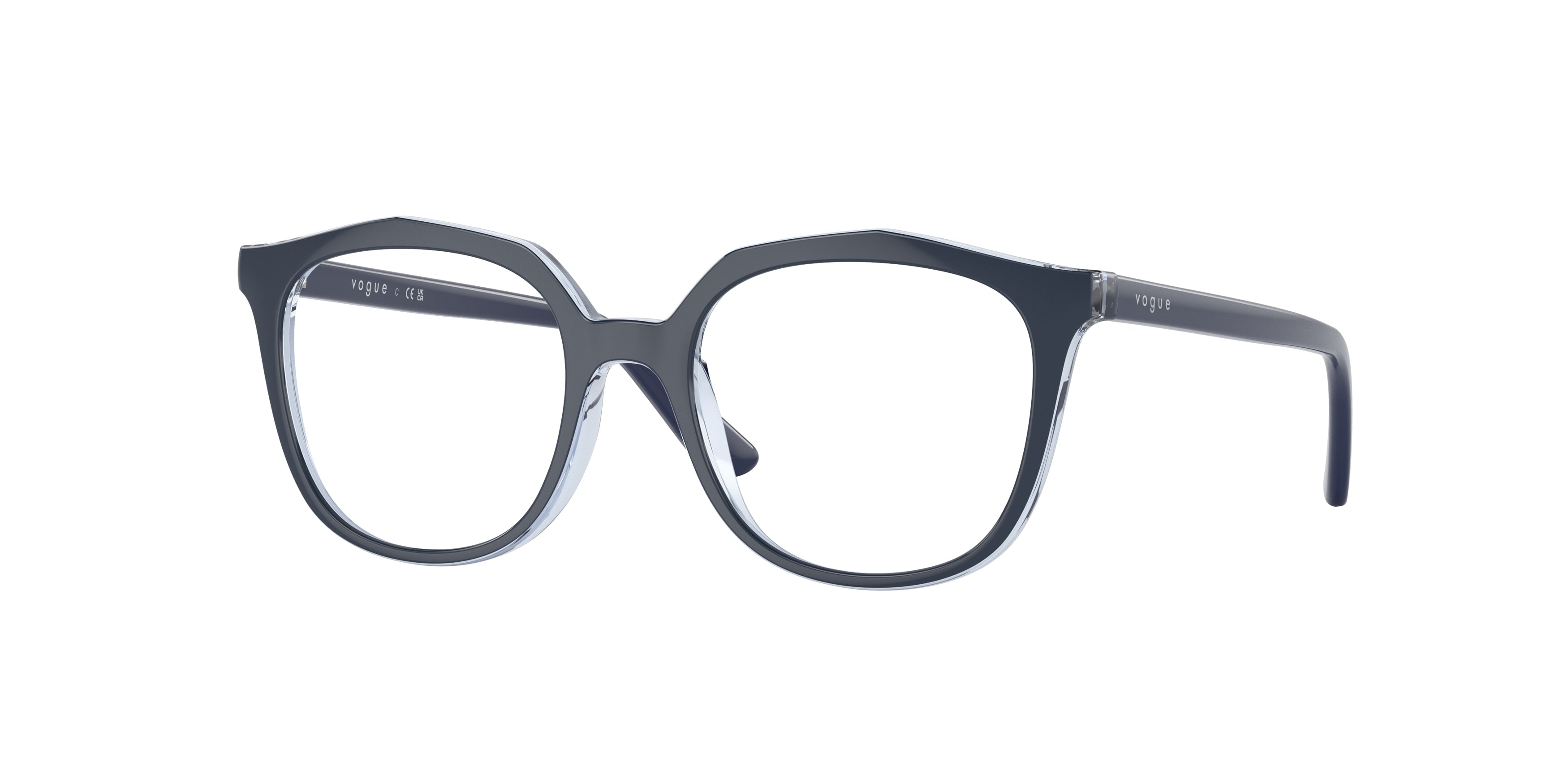 VOGUE JUNIOR OPHTHAL VY2017 Irregular Eyeglasses 2927-Transparent Light Blue/Top Blue 45-125-16 - Color Map Blue