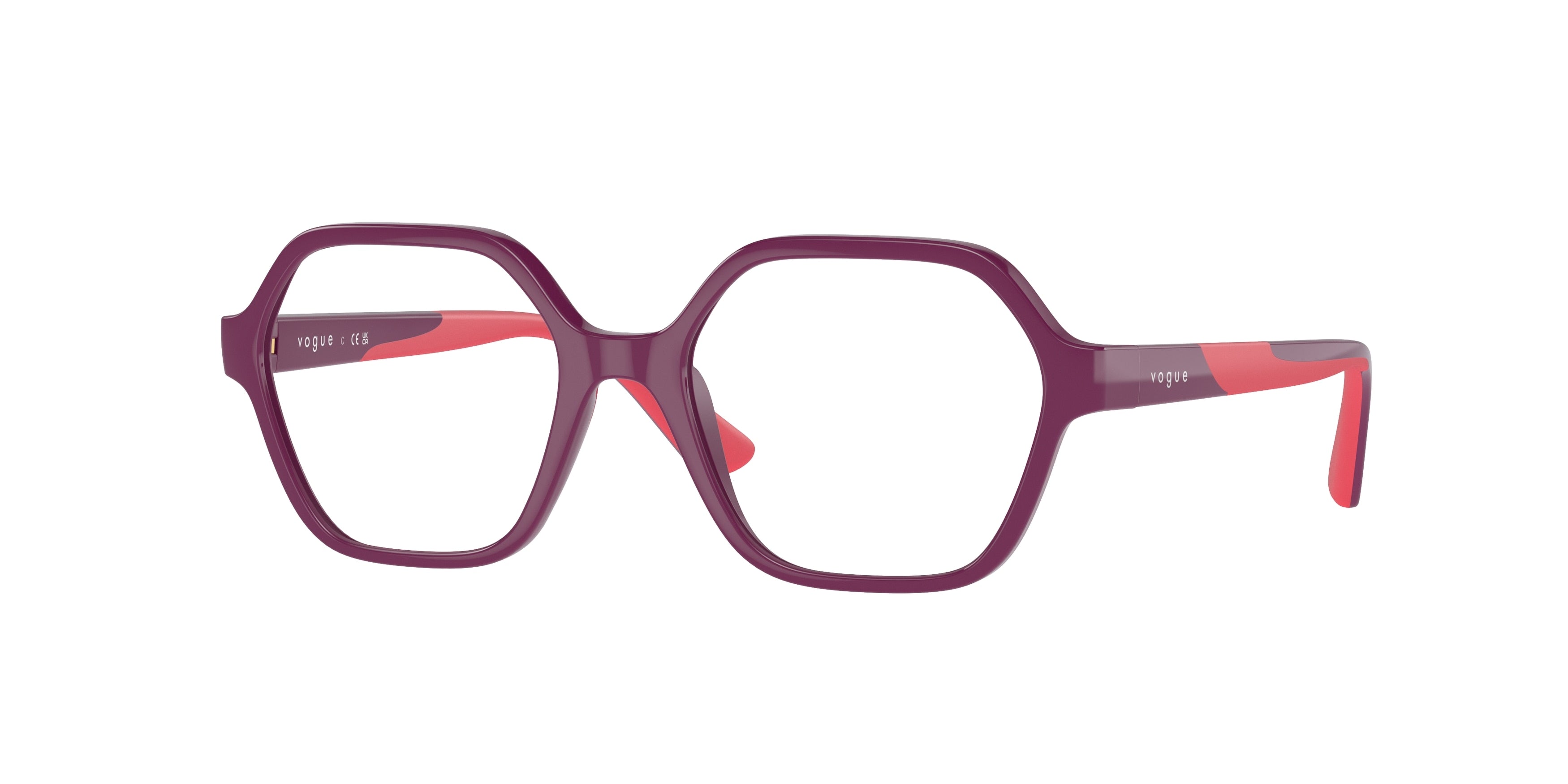 VOGUE JUNIOR OPHTHAL VY2022 Irregular Eyeglasses 3104-Full Cherry 47-125-16 - Color Map Red