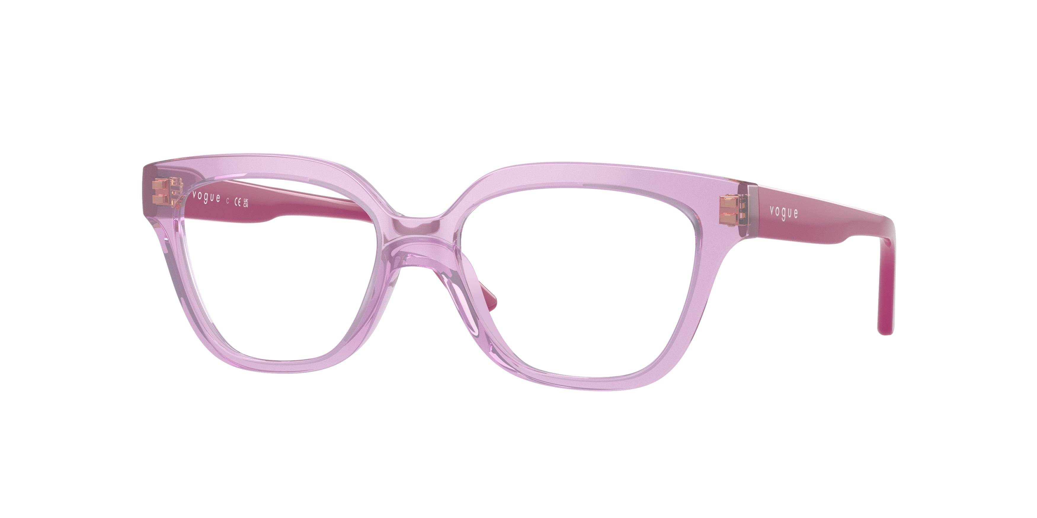 VOGUE JUNIOR OPHTHAL VY2023 Irregular Eyeglasses  2780-Transparent Pink 46-125-15 - Color Map Pink