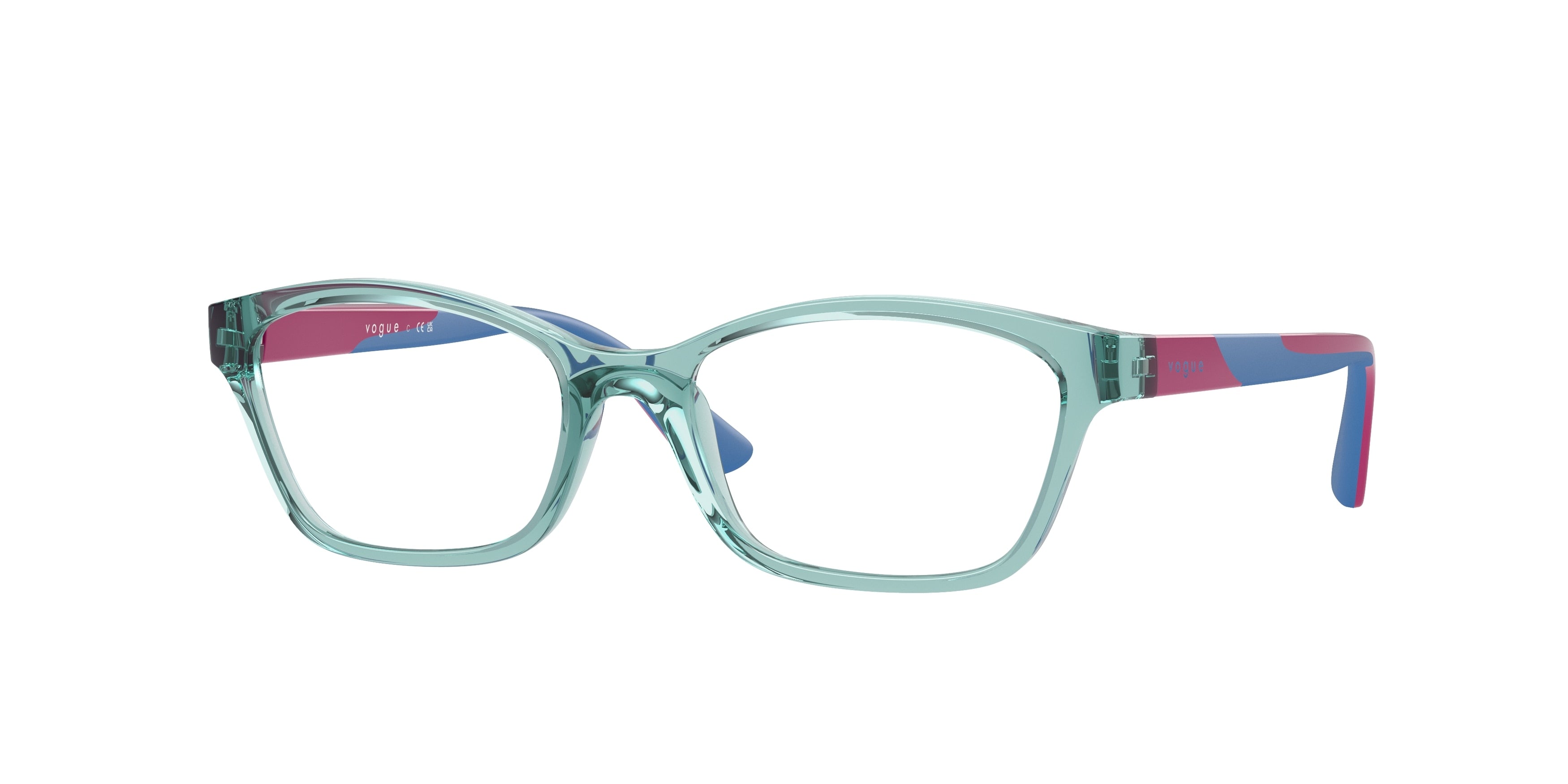 VOGUE JUNIOR OPHTHAL VY2024 Cat Eye Eyeglasses 3032-Transparent Sage 49-125-16 - Color Map Green