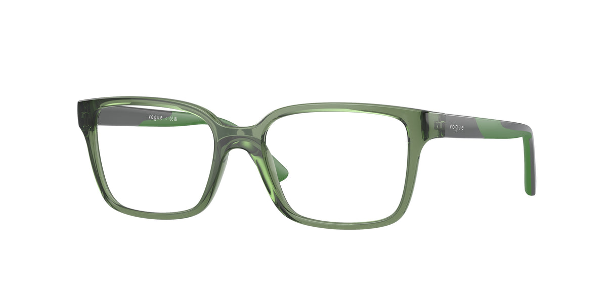 VOGUE JUNIOR OPHTHAL VY2026 Rectangle Eyeglasses 3067-Transparent Dark Green 49-130-16 - Color Map Green