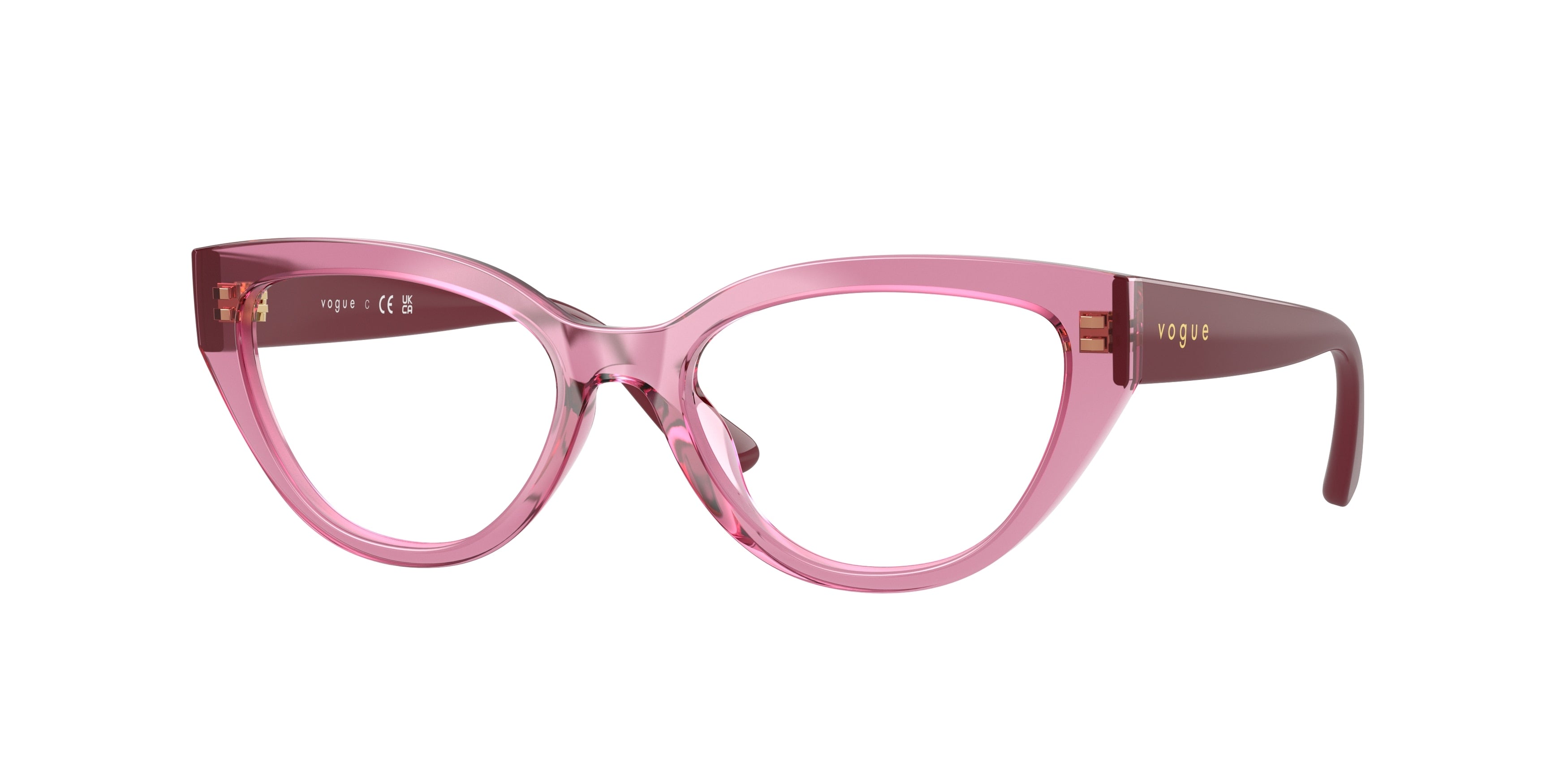 VOGUE JUNIOR OPHTHAL VY2031 Butterfly Eyeglasses 2613-Transparent Dark Rose 50-130-16 - Color Map Pink