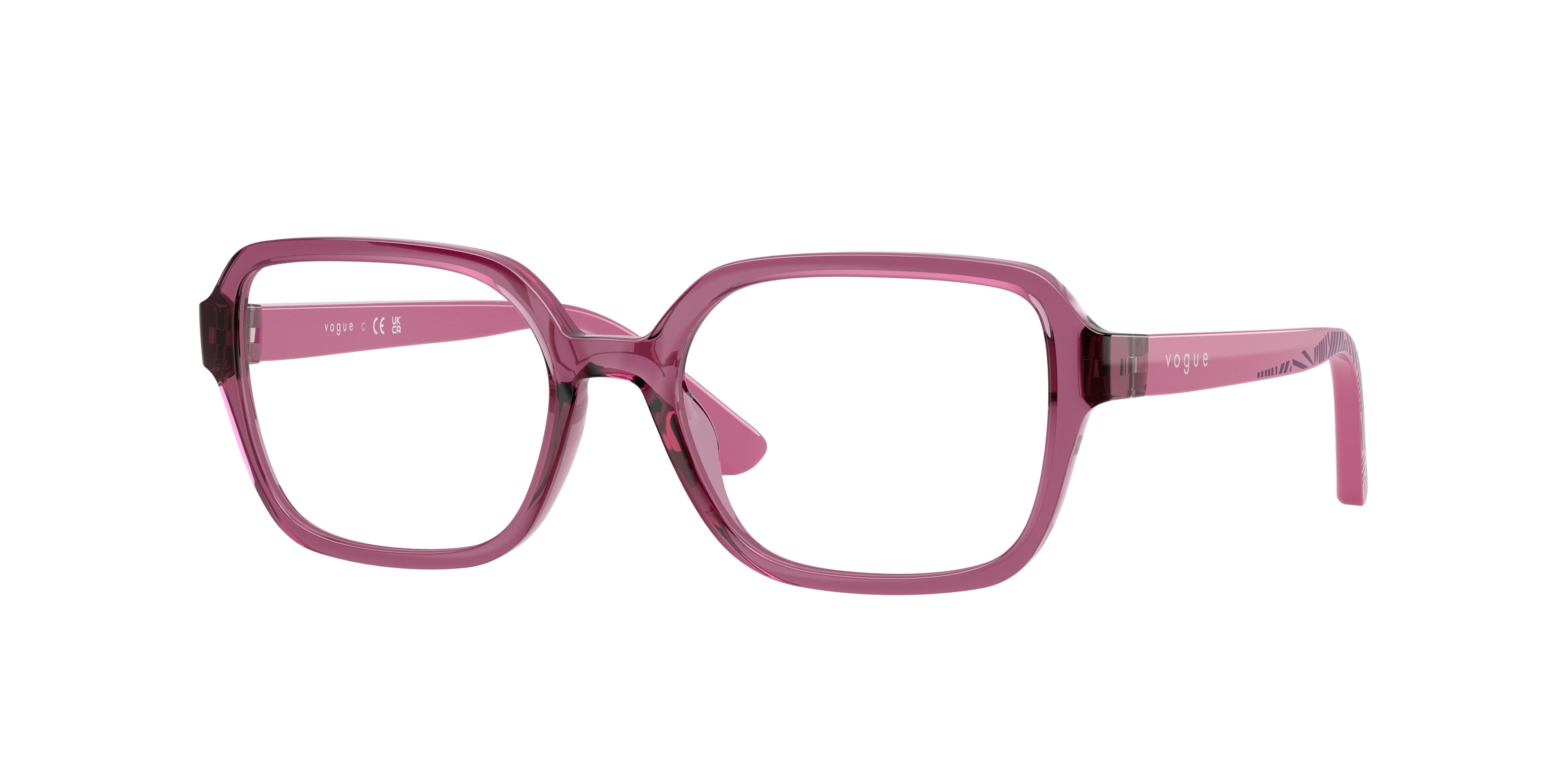 VOGUE JUNIOR OPHTHAL VY2032 Irregular Eyeglasses 2761-Transparent Purple 49-130-16 - Color Map Violet