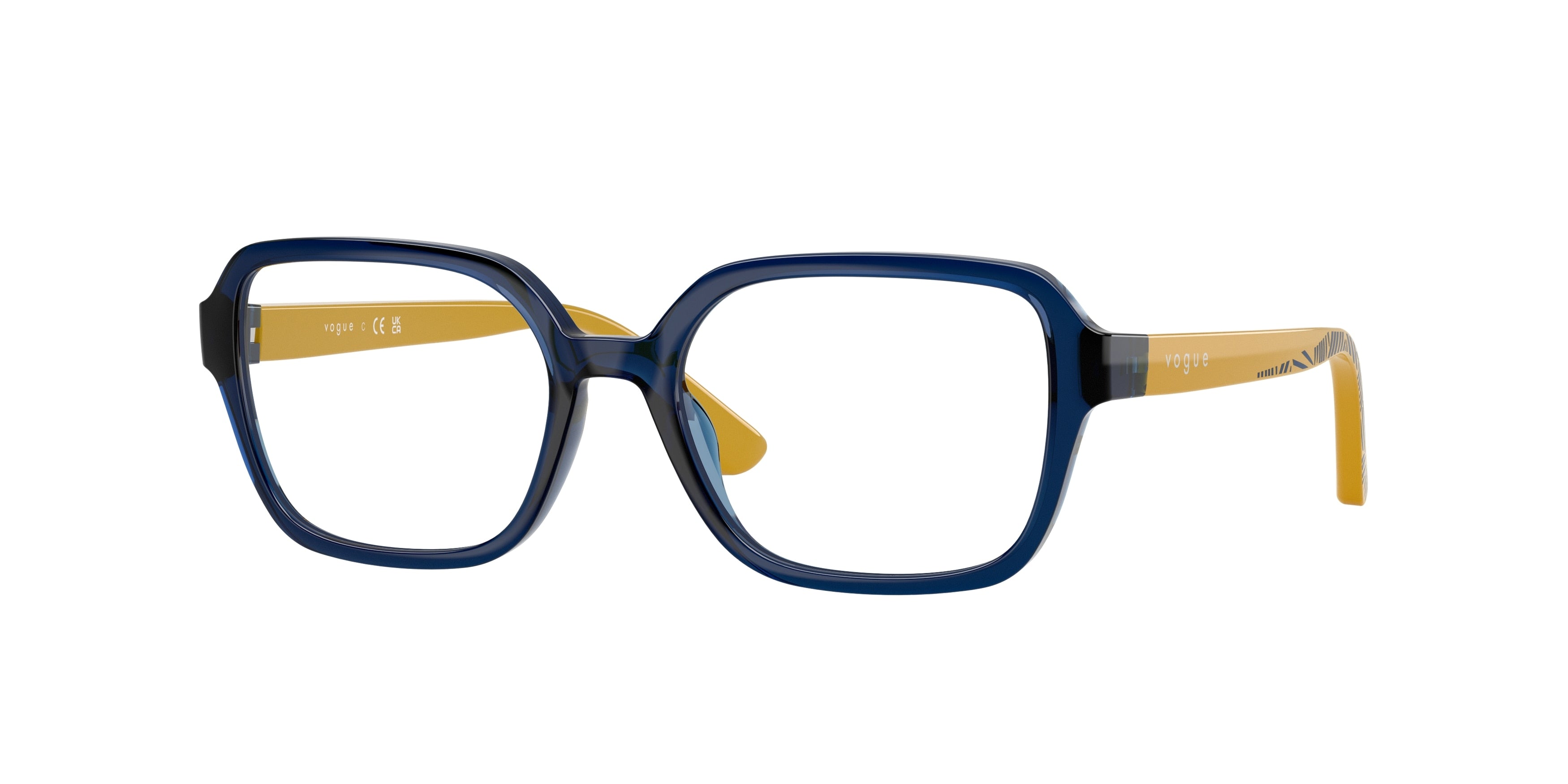 VOGUE JUNIOR OPHTHAL VY2032 Irregular Eyeglasses 3214-Transparent Dark Blue 49-130-16 - Color Map Blue