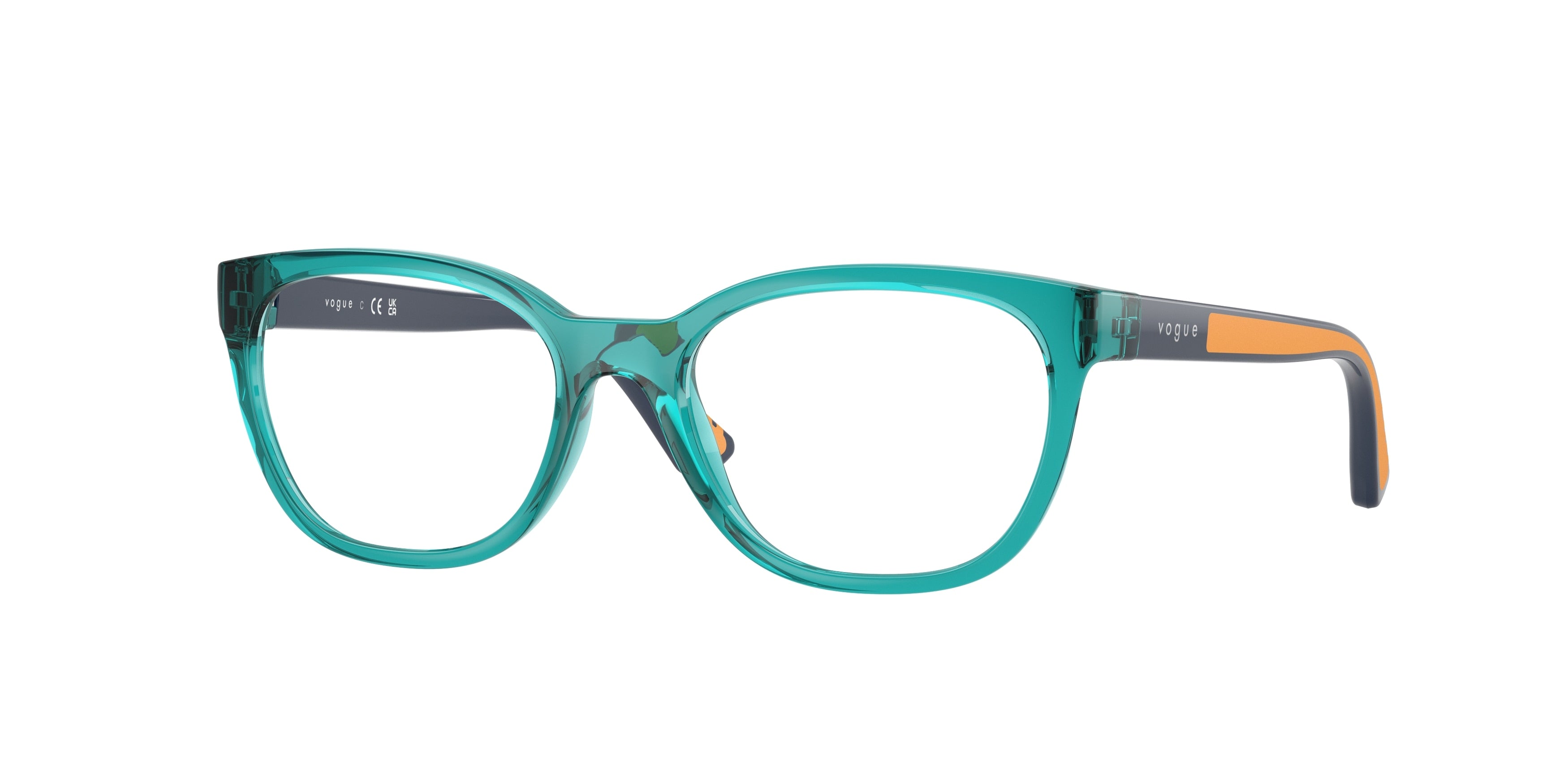 VOGUE JUNIOR OPHTHAL VY2033 Pillow Eyeglasses 3191-Transparent Petroleum 48-125-16 - Color Map Green