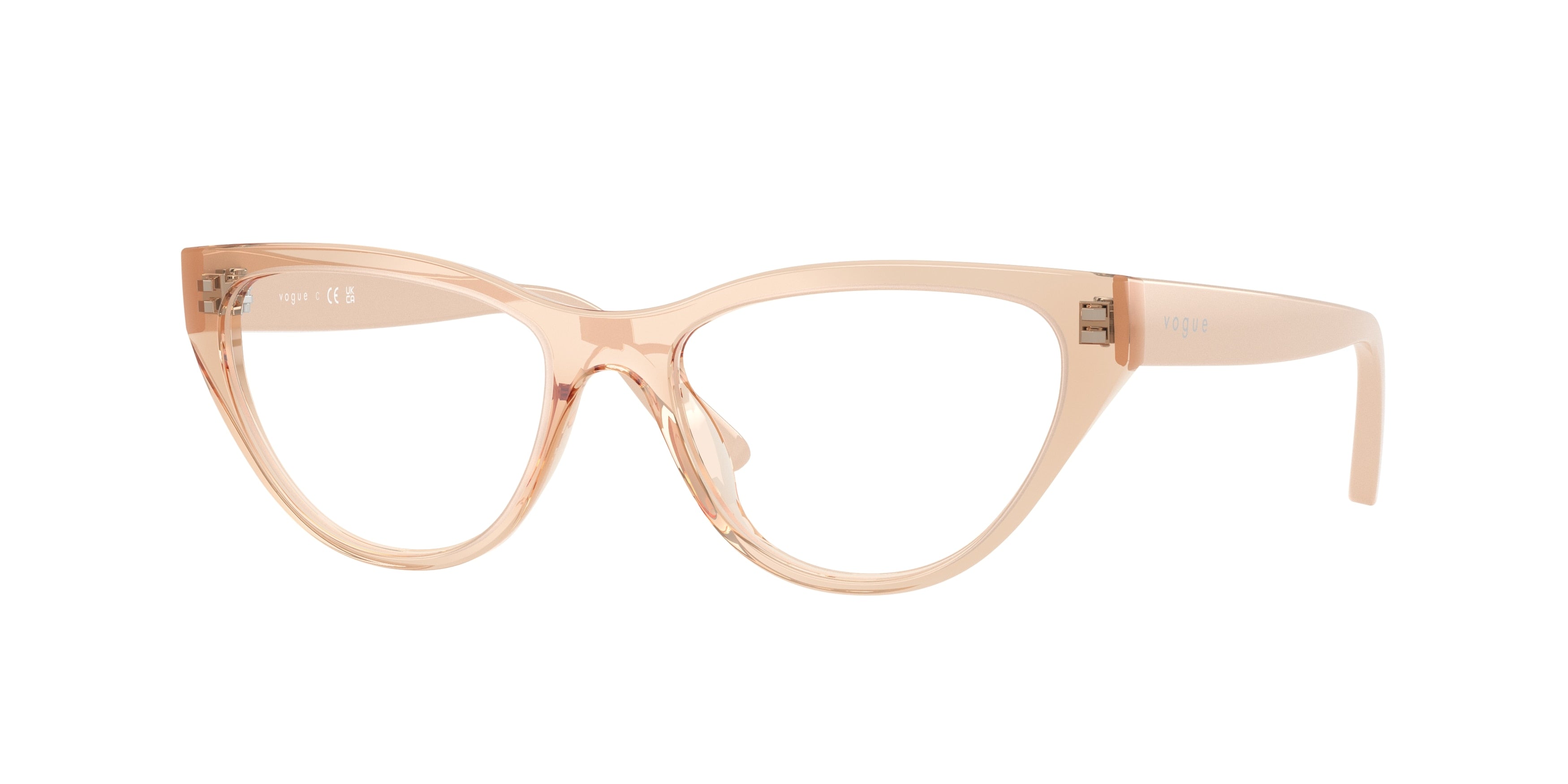 VOGUE JUNIOR OPHTHAL VY2035 Cat Eye Eyeglasses 3052-Transparent Peach 51-135-16 - Color Map Pink