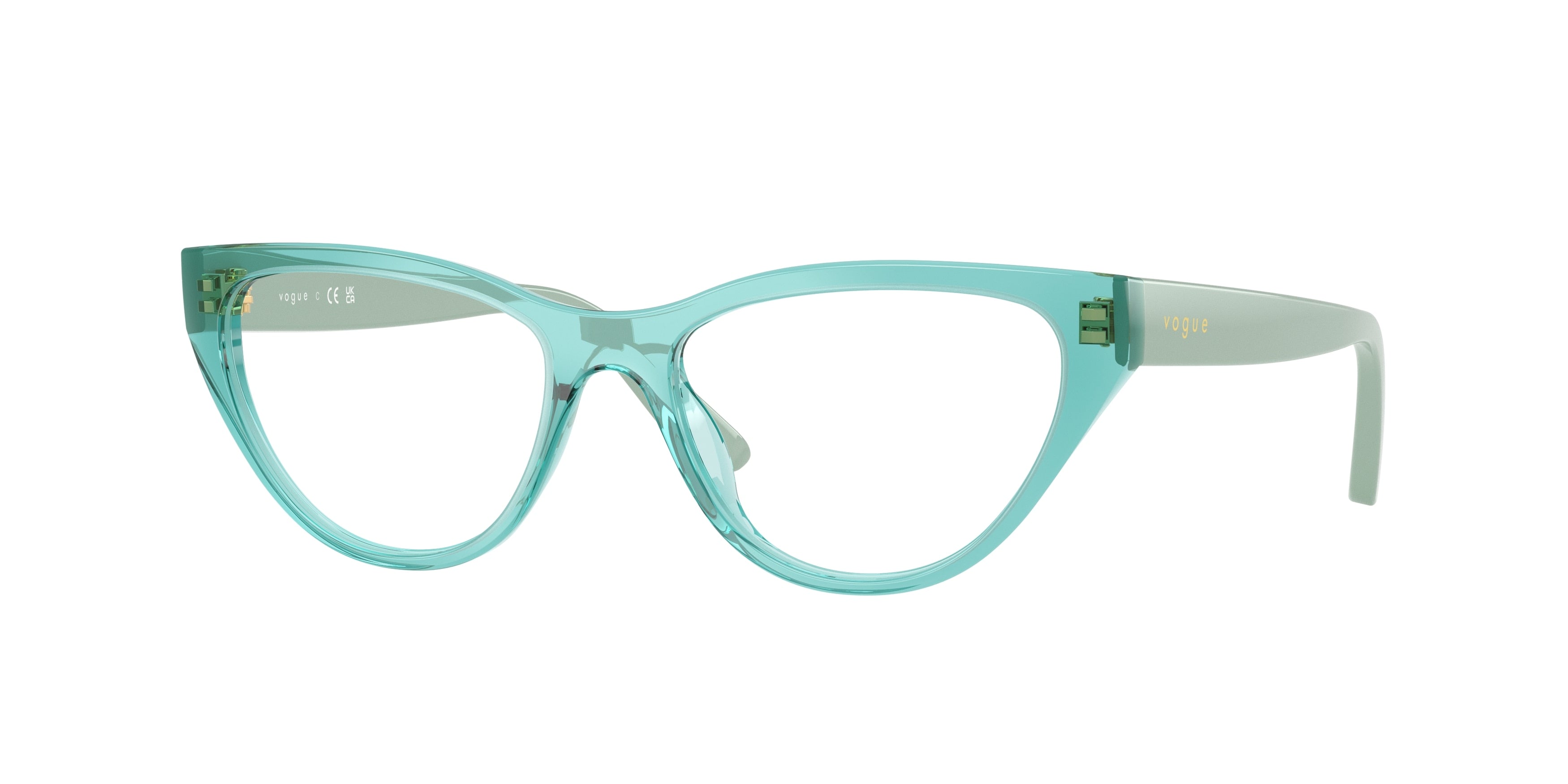 VOGUE JUNIOR OPHTHAL VY2035 Cat Eye Eyeglasses 3192-Transparent Torquoise 51-135-16 - Color Map Blue